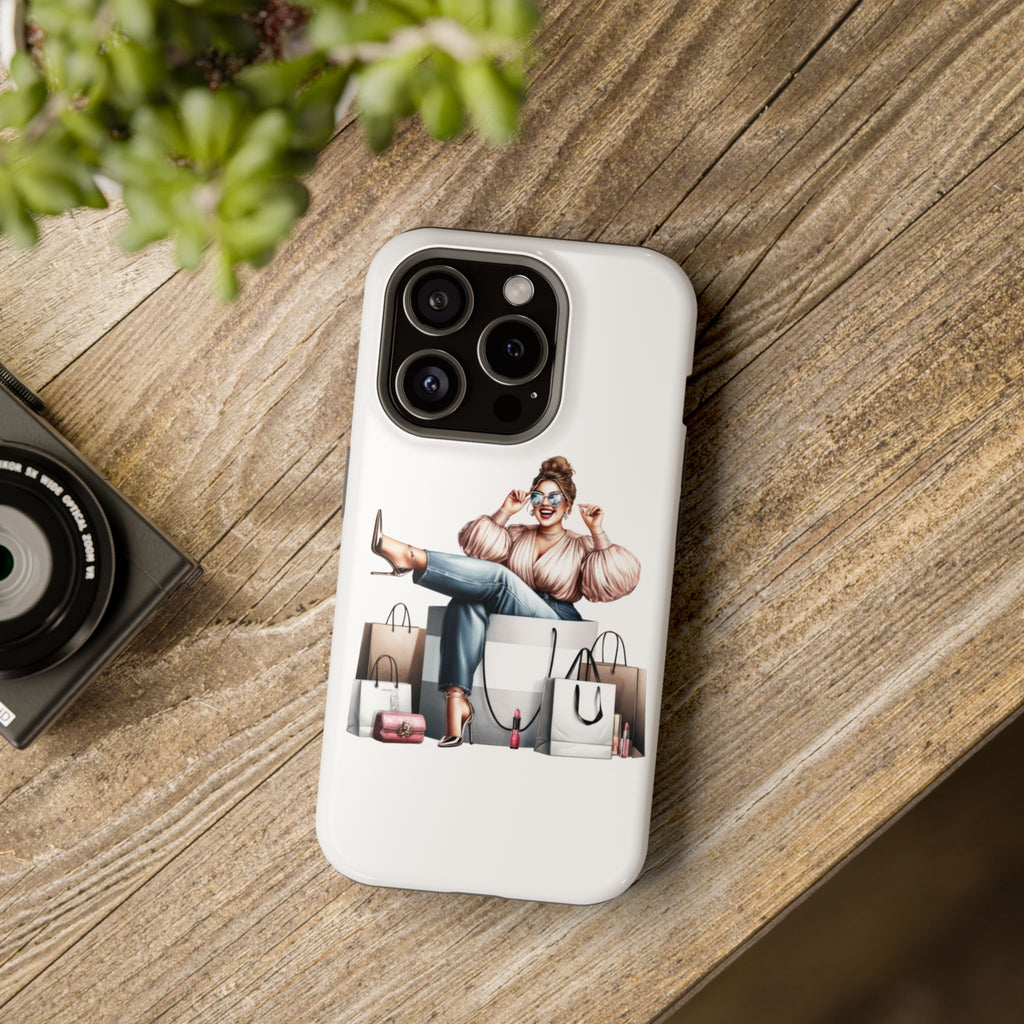 Magnetic Impact-Resistant Case — Luxury Shopper Goddess on Clouds Phone Cover