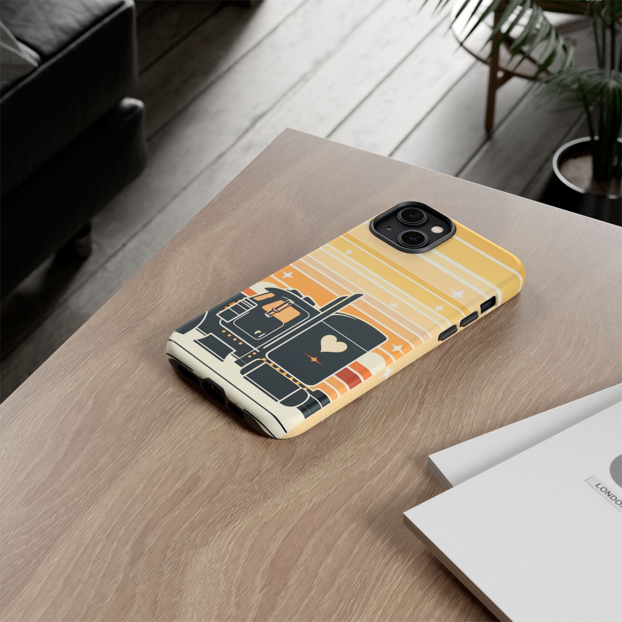 Trucker Heart Phone Case — Retro Semi Truck Protective Phone Cover