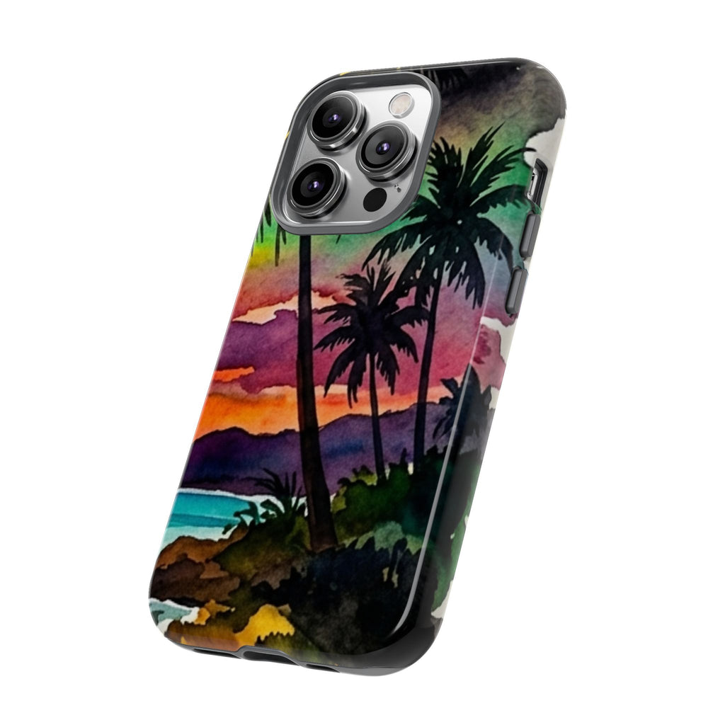 Tropical Sunset Phone Case – Palm Tree Beach Protective Cover