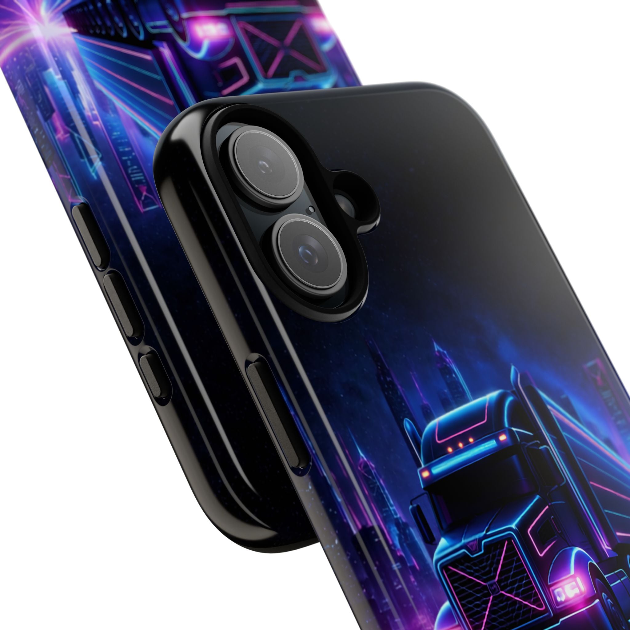 Neon Retro Rig Phone Case — Trucker Semi Truck Nightscape Protective Case
