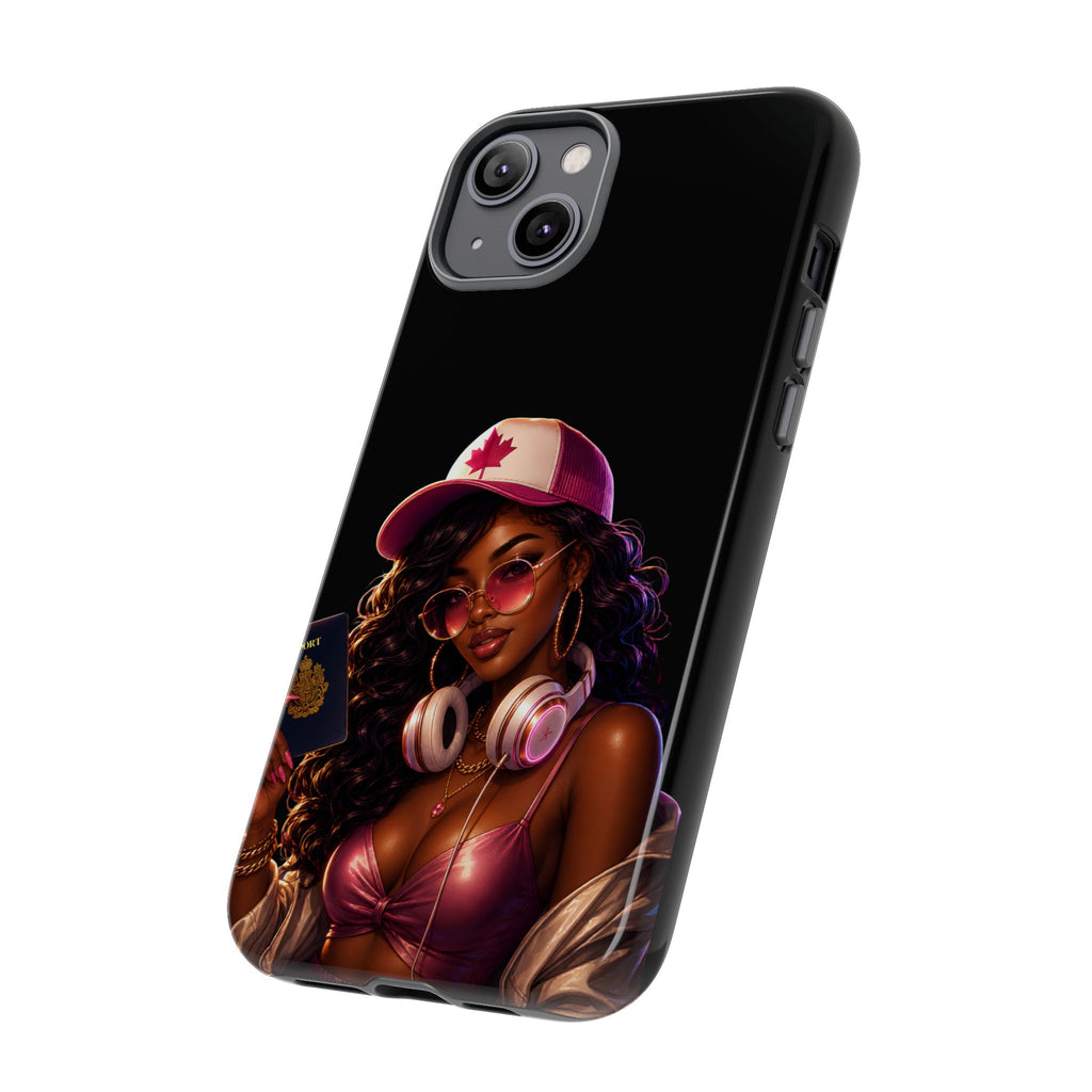 Phone Case - Cool Urban Woman with Headphones & Maple Hat