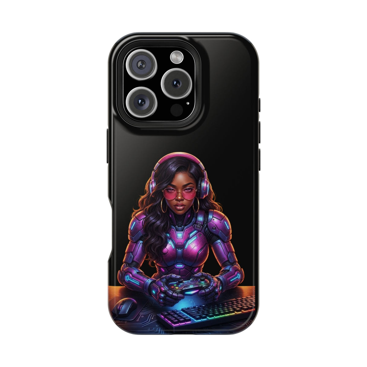 Gamer Girl Cyber Armor Phone Case — Impact‑Resistant Protective Cover