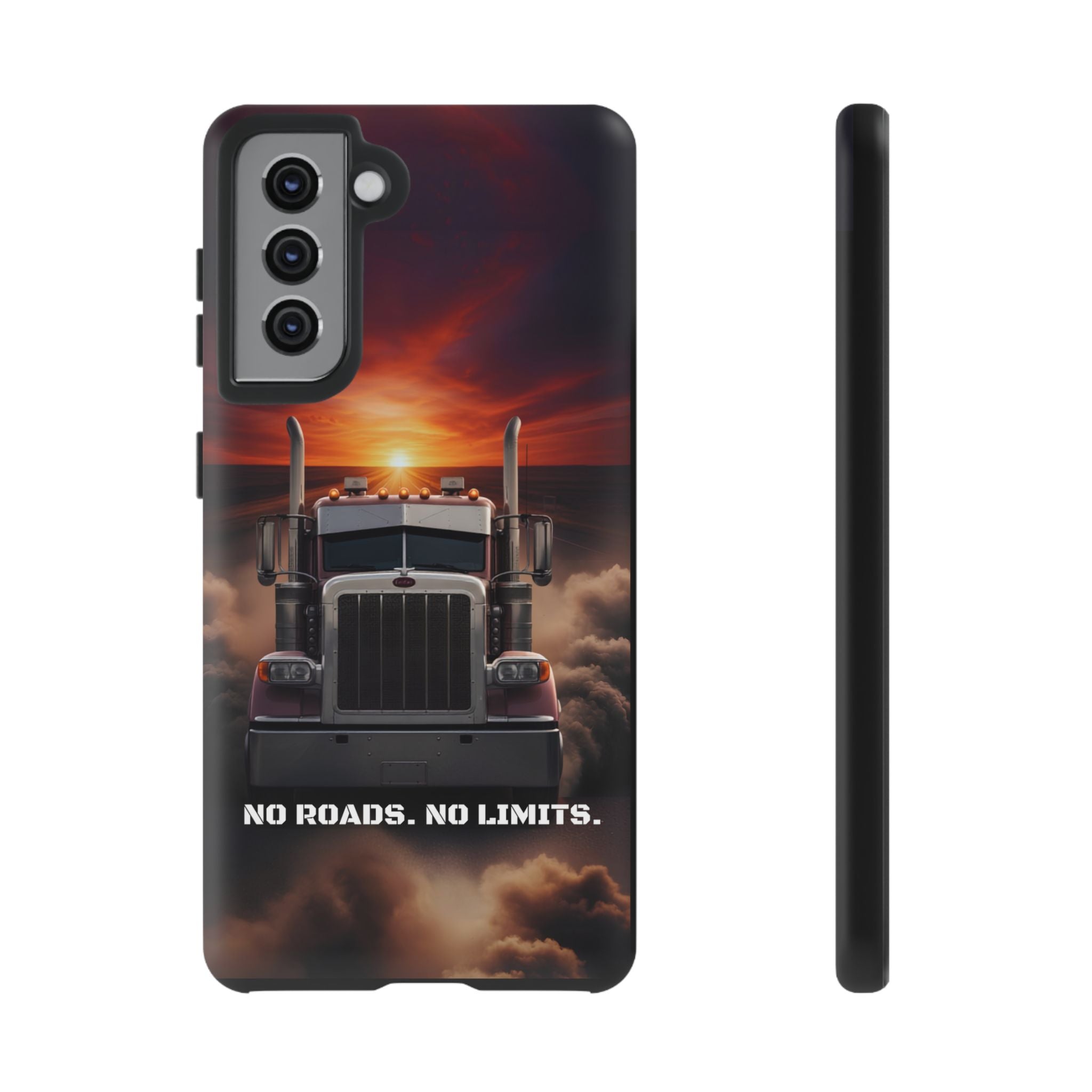 Truck Phone Case — "No Roads. No Limits." Sunset Semi Truck Protective Case