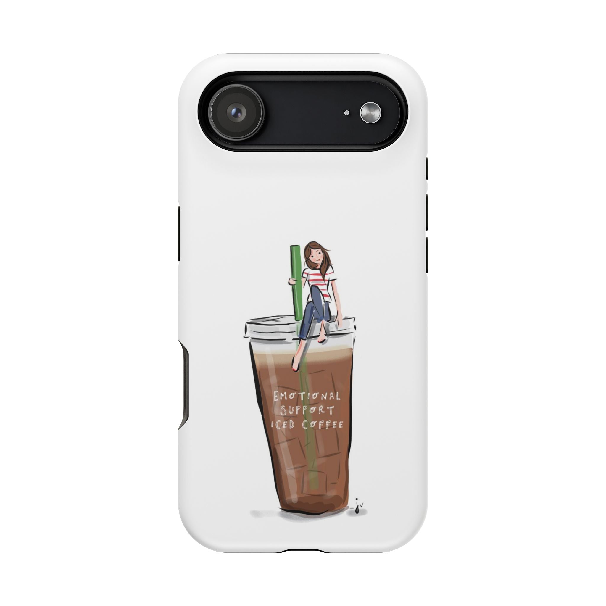 Iced Coffee & Me Phone Case — Cute Illustration 'Emotional Support Iced Coffee' Impact-Resistant Case