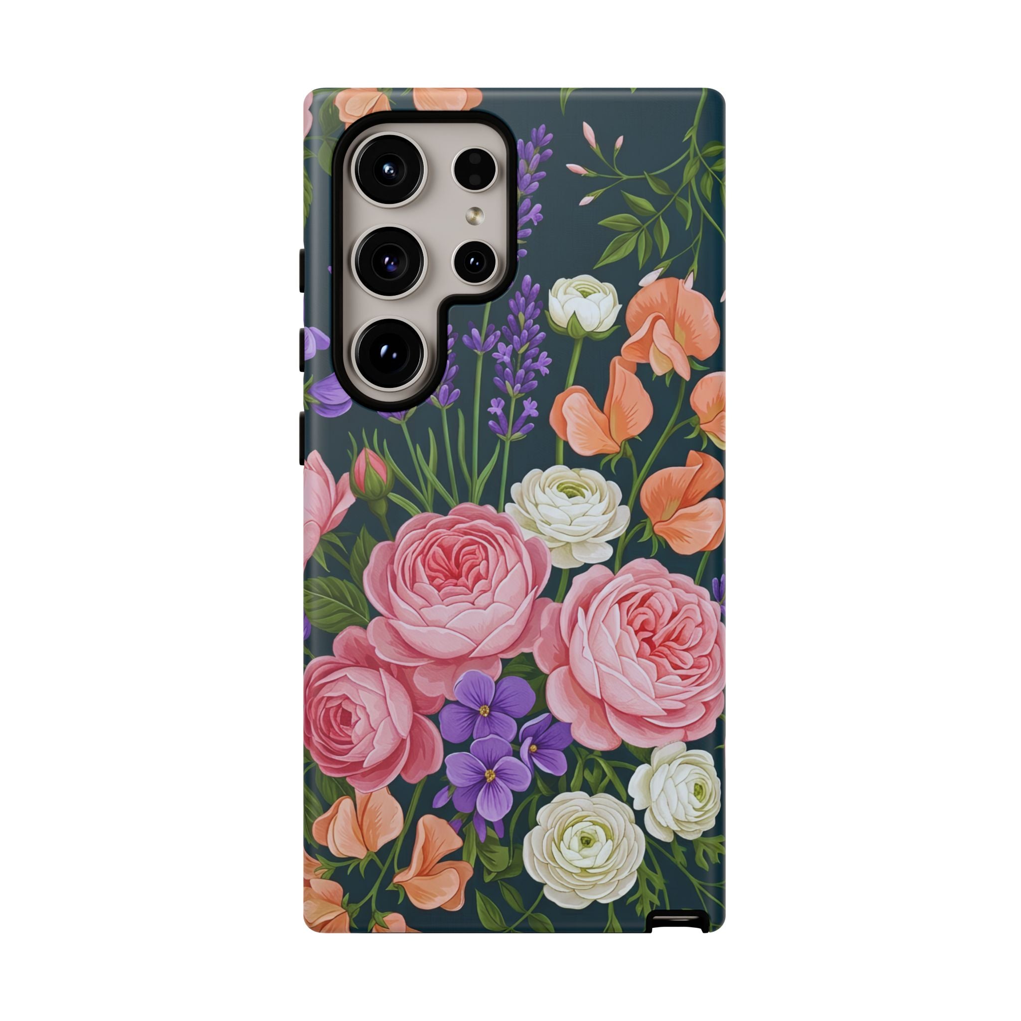 Floral Bouquet Phone Case — Vintage Roses & Lavender Protective Cover