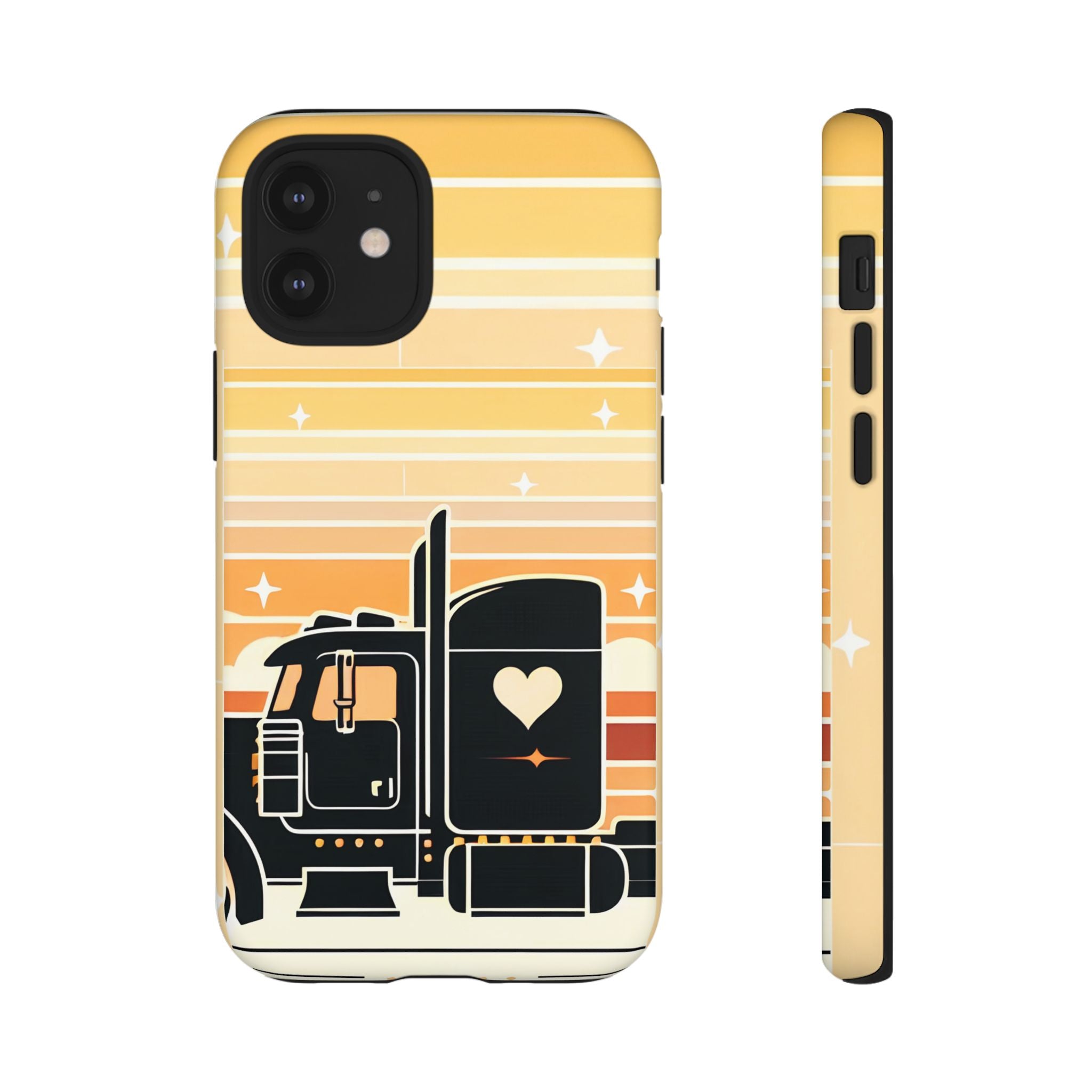 Trucker Heart Phone Case — Retro Semi Truck Protective Phone Cover