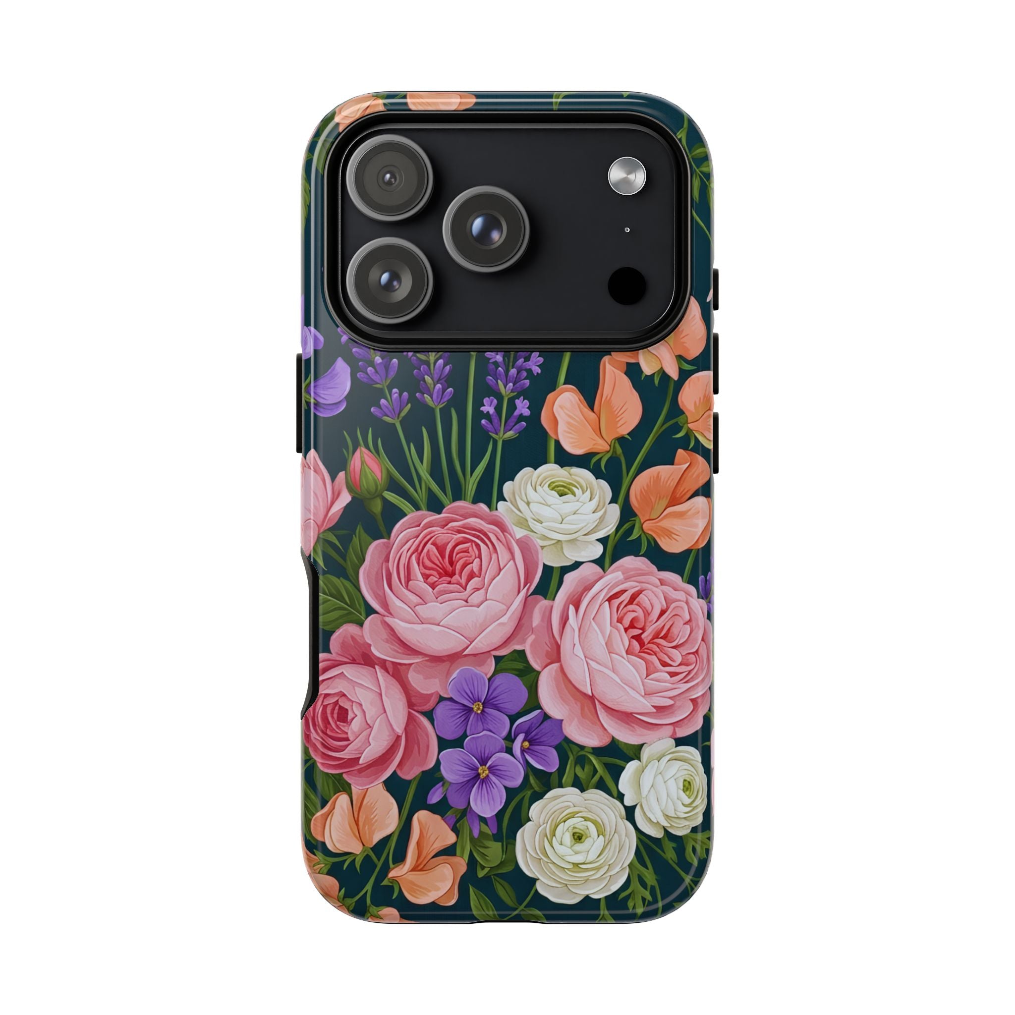 Floral Bouquet Phone Case — Vintage Roses & Lavender Protective Cover