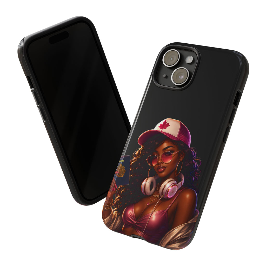 Phone Case - Cool Urban Woman with Headphones & Maple Hat