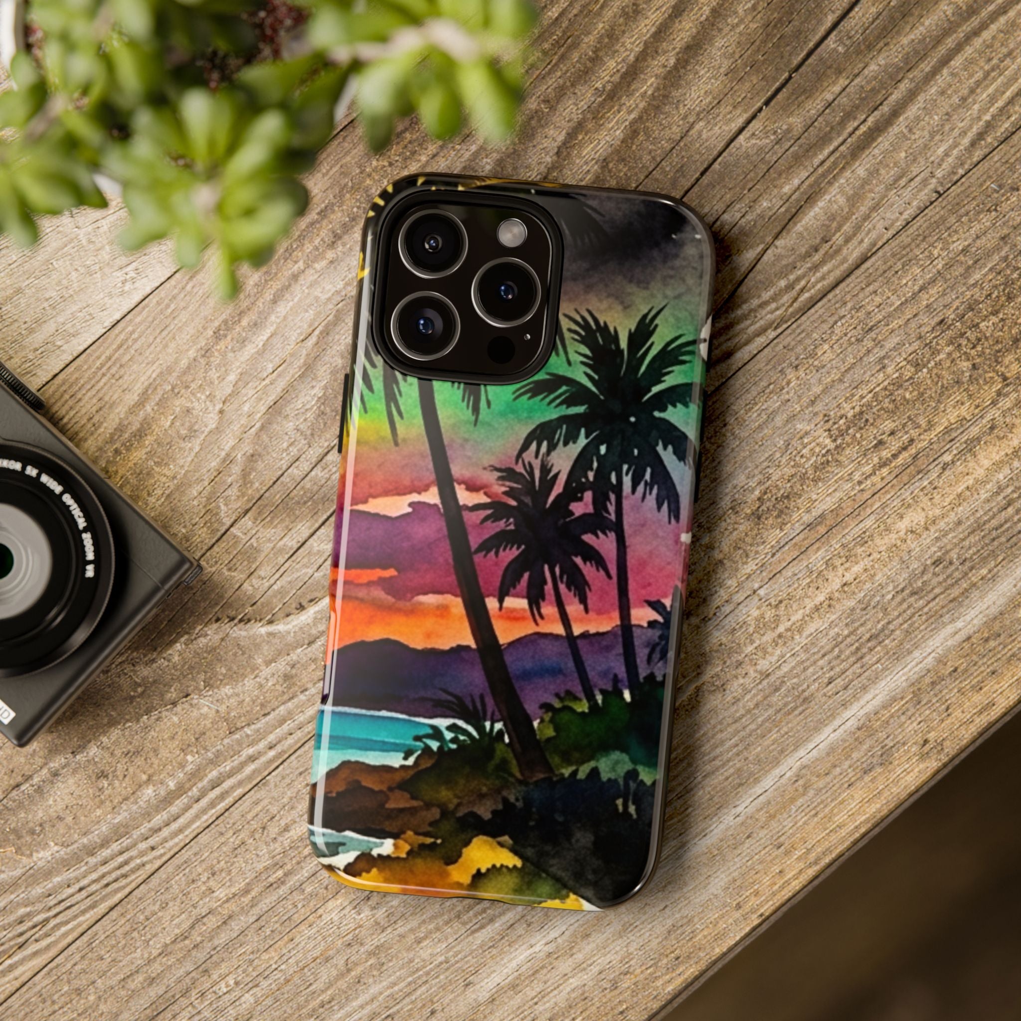 Tropical Sunset Phone Case – Palm Tree Beach Protective Cover