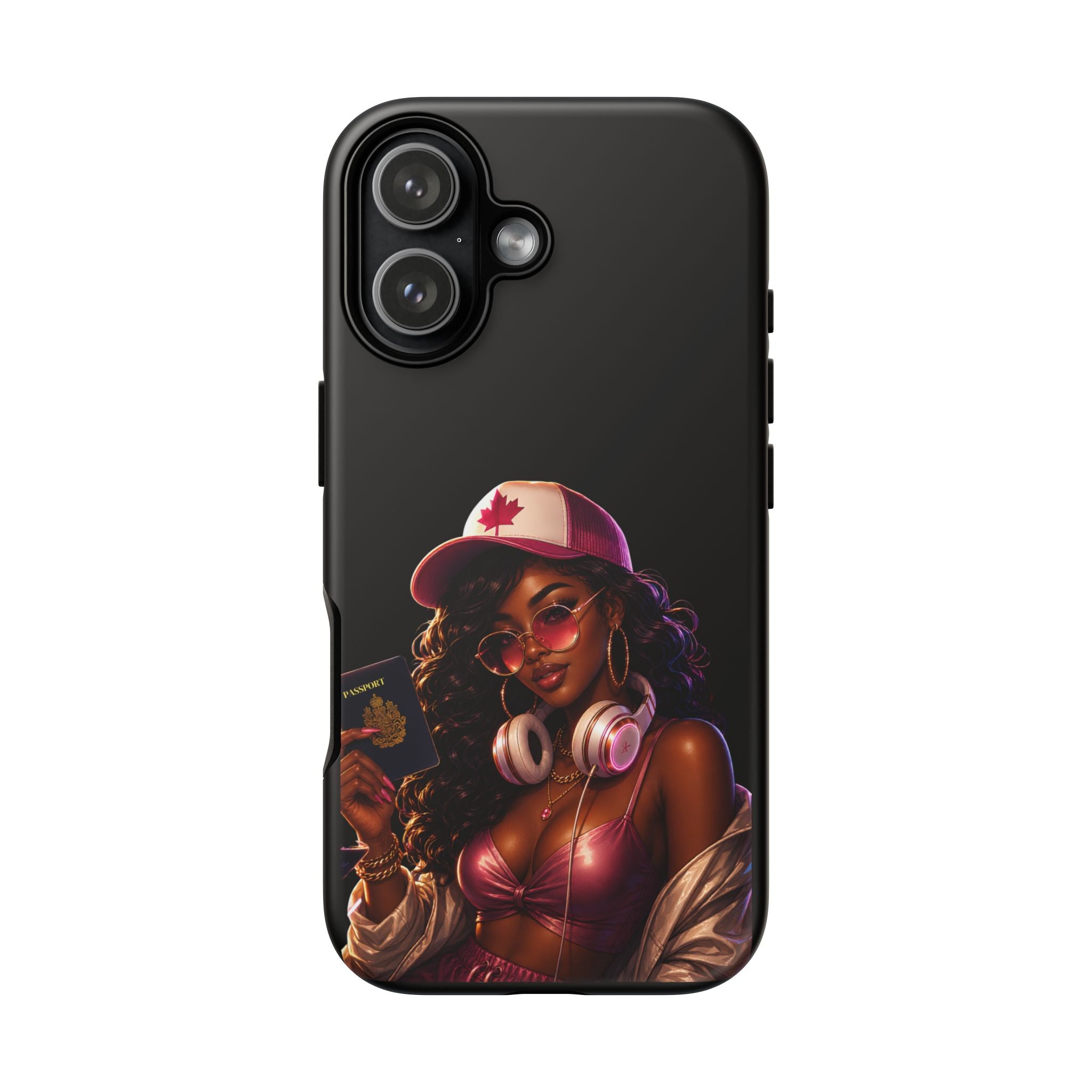 Phone Case — Stylish Urban Woman Design with Maple Cap