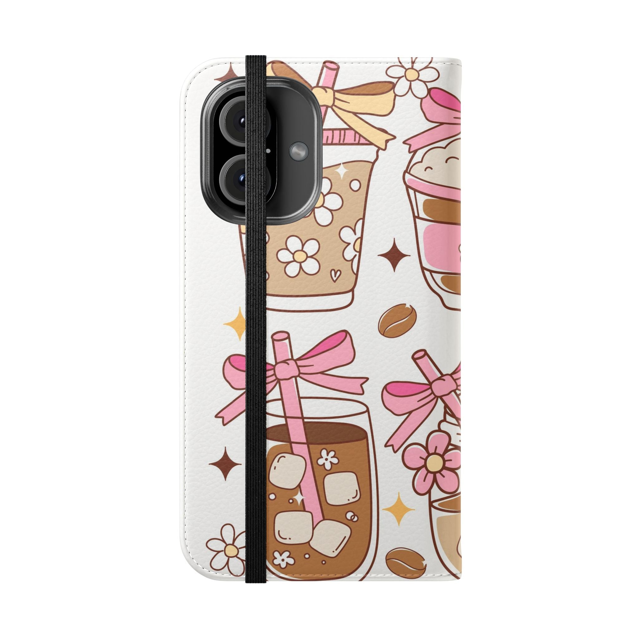 Cute Coffee & Latte Flip Phone Case – Cozy Boba & Dessert Wallet Cover