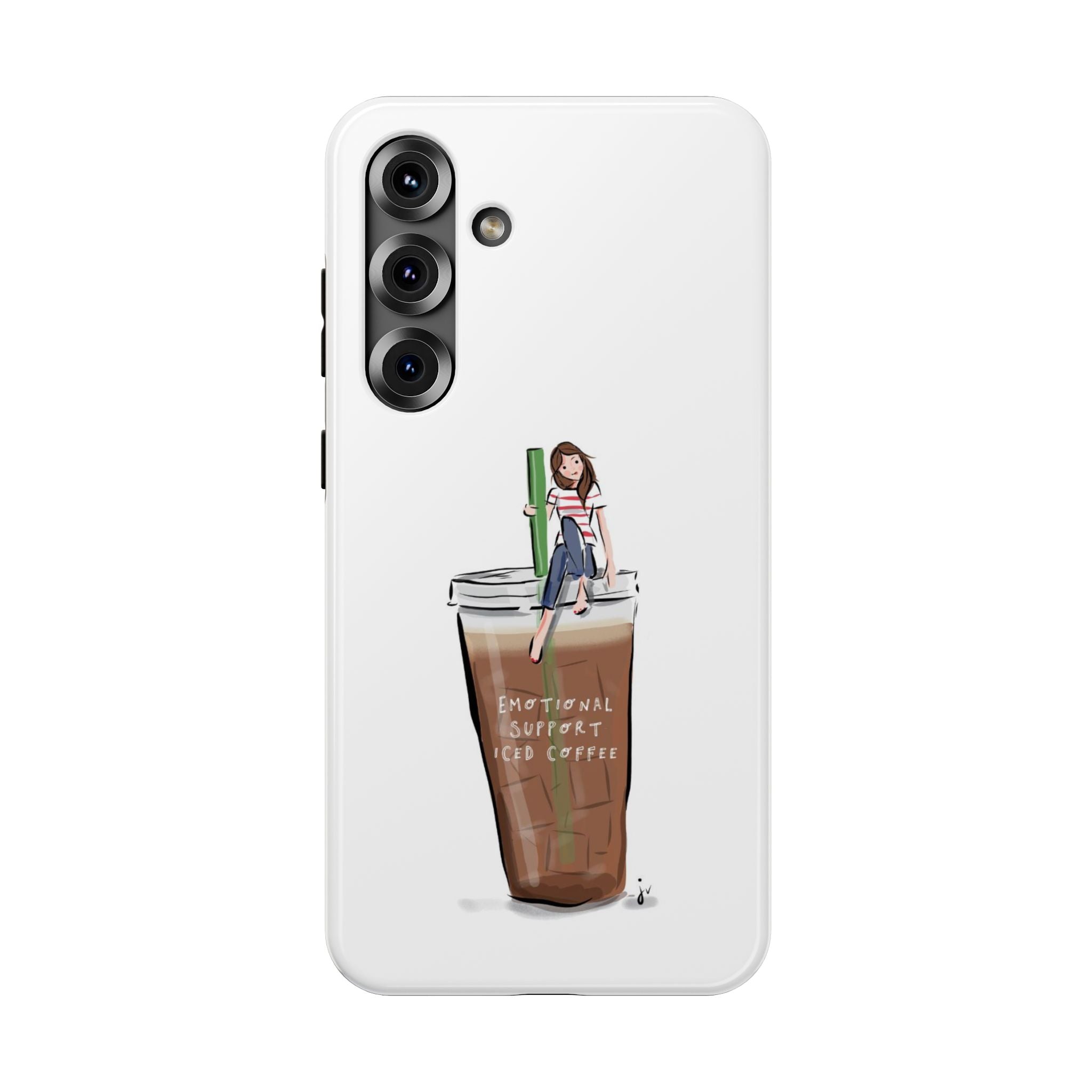 Iced Coffee & Me Phone Case — Cute Illustration 'Emotional Support Iced Coffee' Impact-Resistant Case
