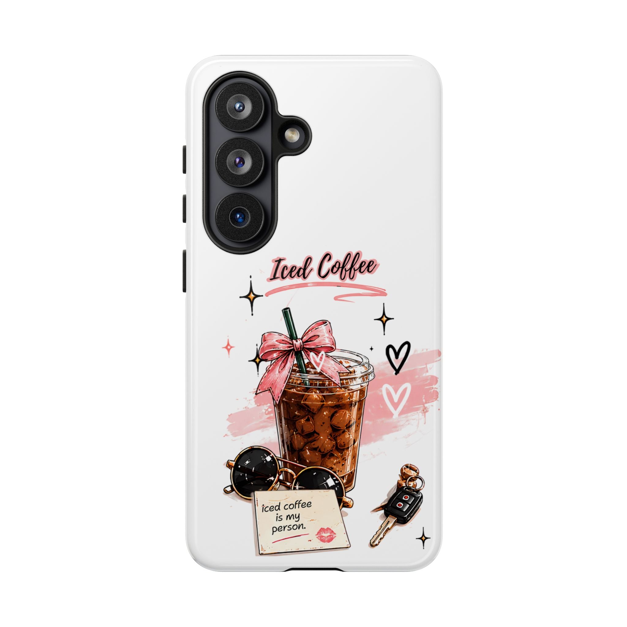 Iced Coffee Phone Case – Cute Pink Boba Design ("Iced coffee is my person")