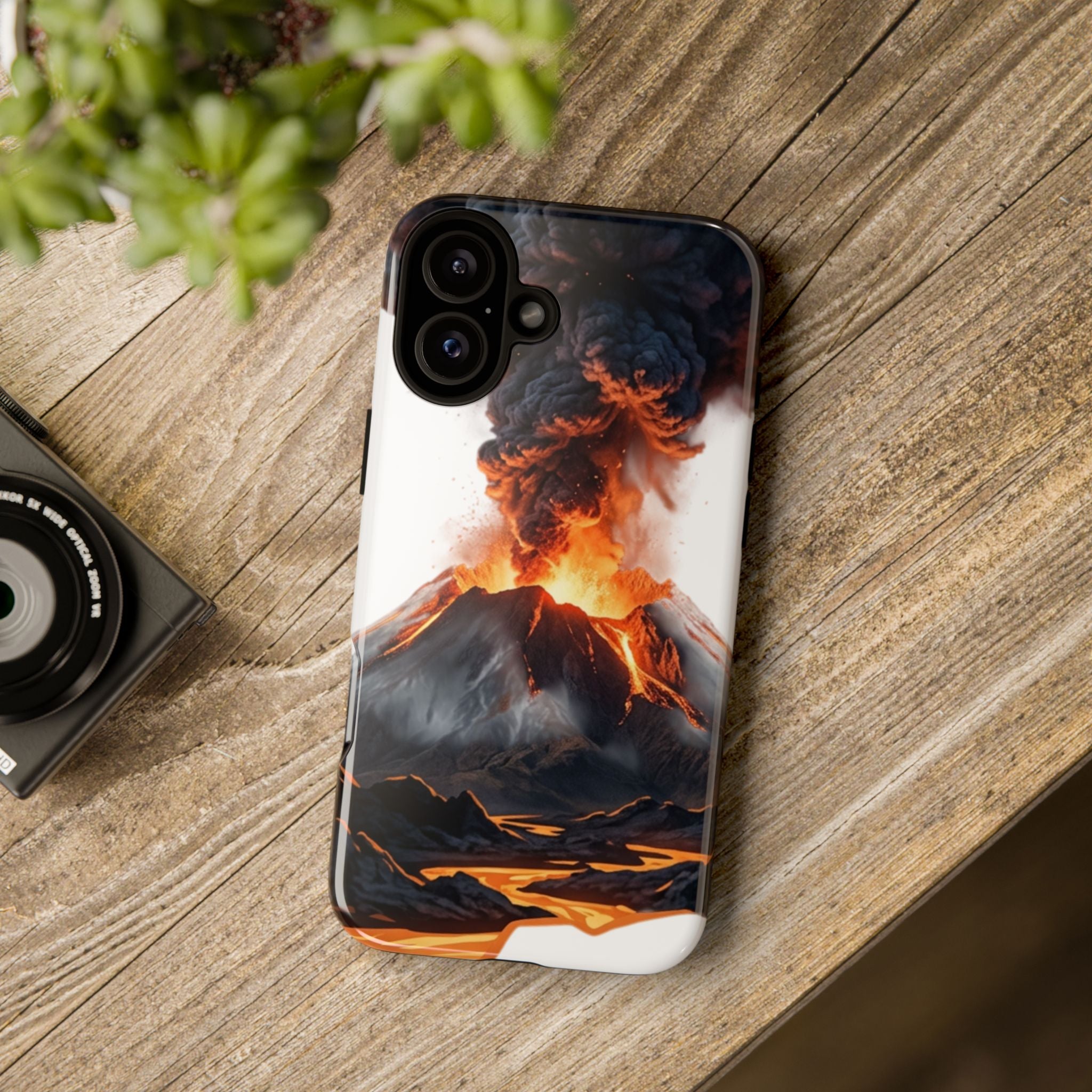Volcano Eruption Tough Phone Case — Fiery Lava Protective Cover