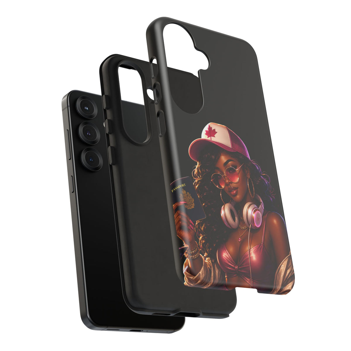 Phone Case - Cool Urban Woman with Headphones & Maple Hat