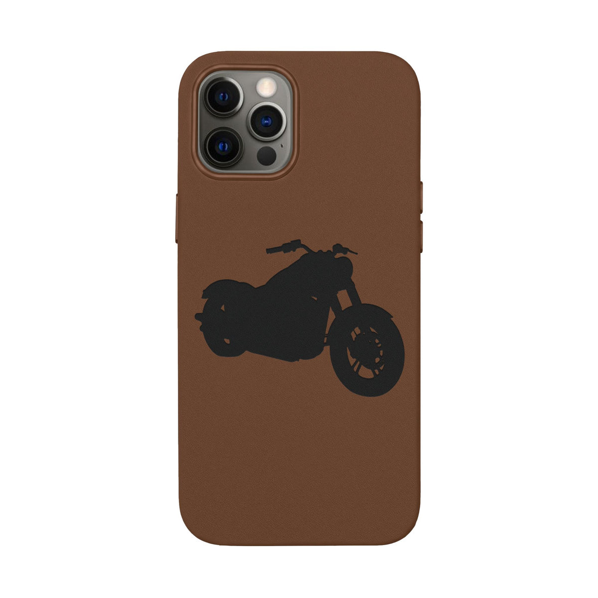 Engraved PU Leather Phone Case — Motorcycle Silhouette