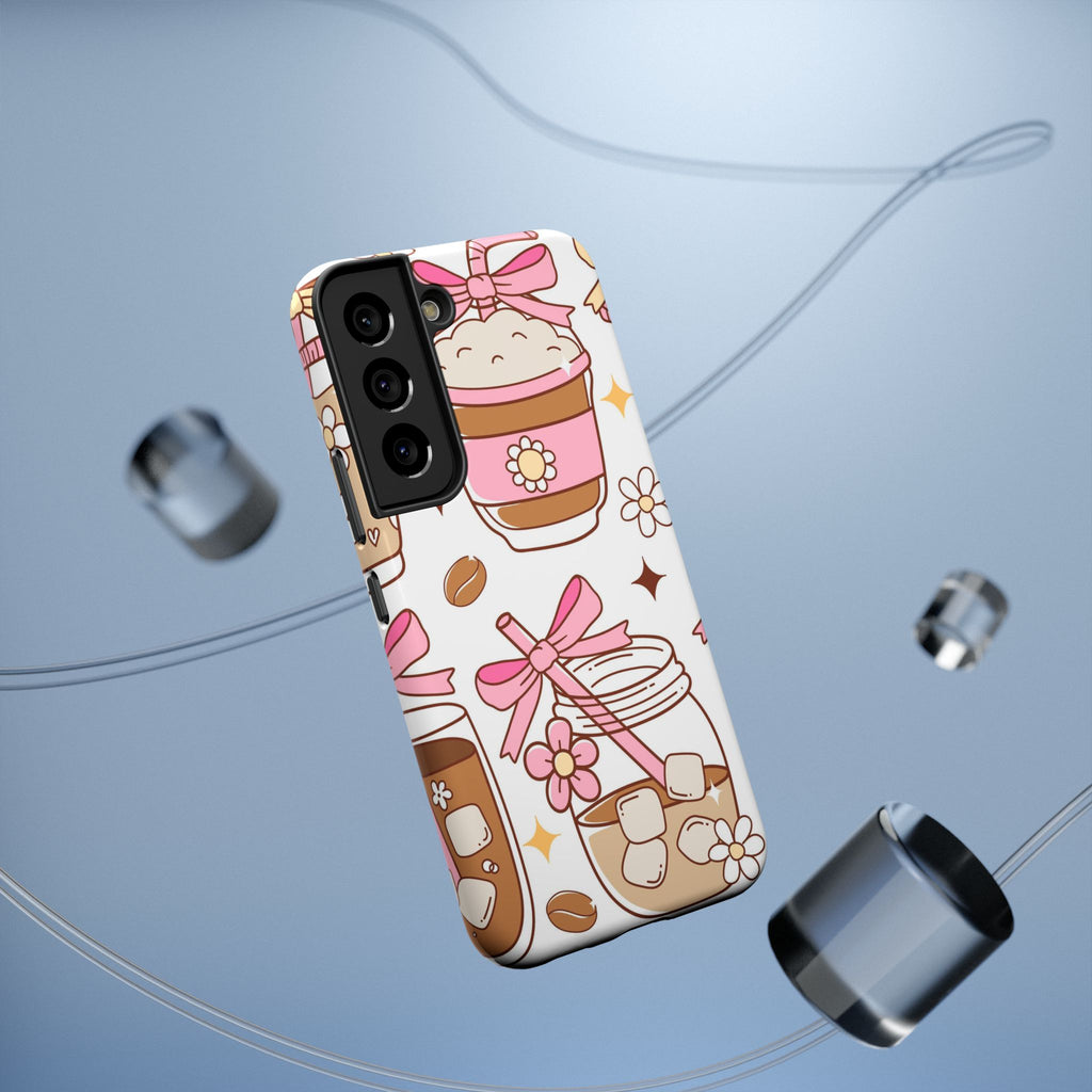 Cute Pink Coffee & Latte Pattern Impact Phone Case