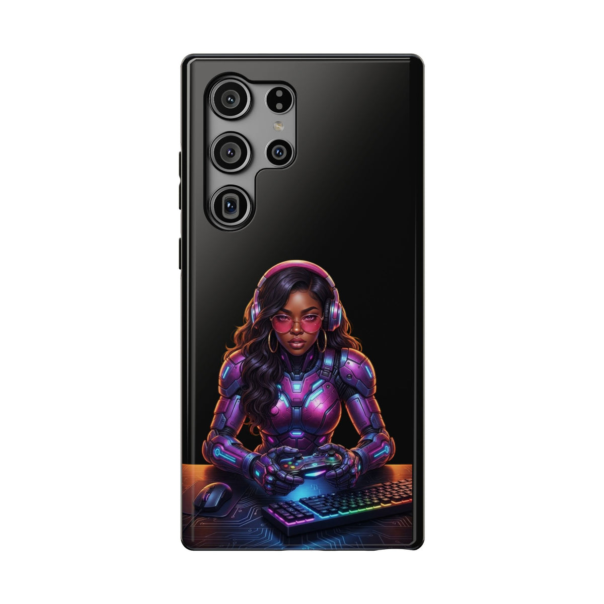 Gamer Girl Cyber Armor Phone Case — Impact‑Resistant Protective Cover