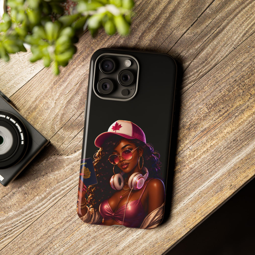 Phone Case - Cool Urban Woman with Headphones & Maple Hat
