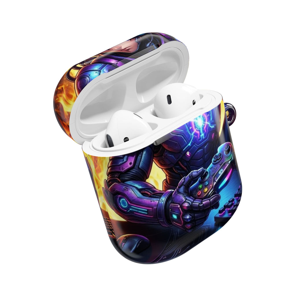 Gamer Anime AirPod Case — Neon Cyber Warrior Design