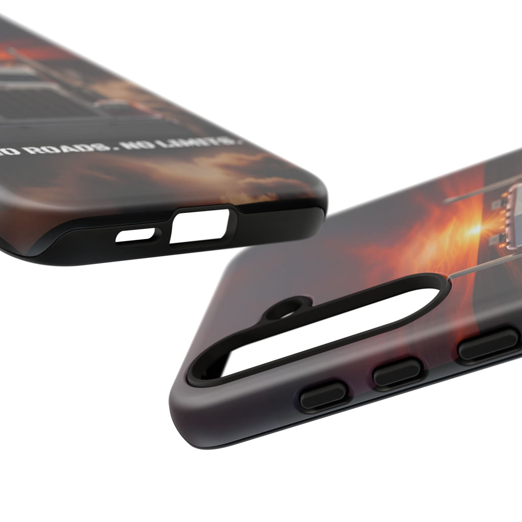 Truck Phone Case — "No Roads. No Limits." Sunset Semi Truck Protective Case
