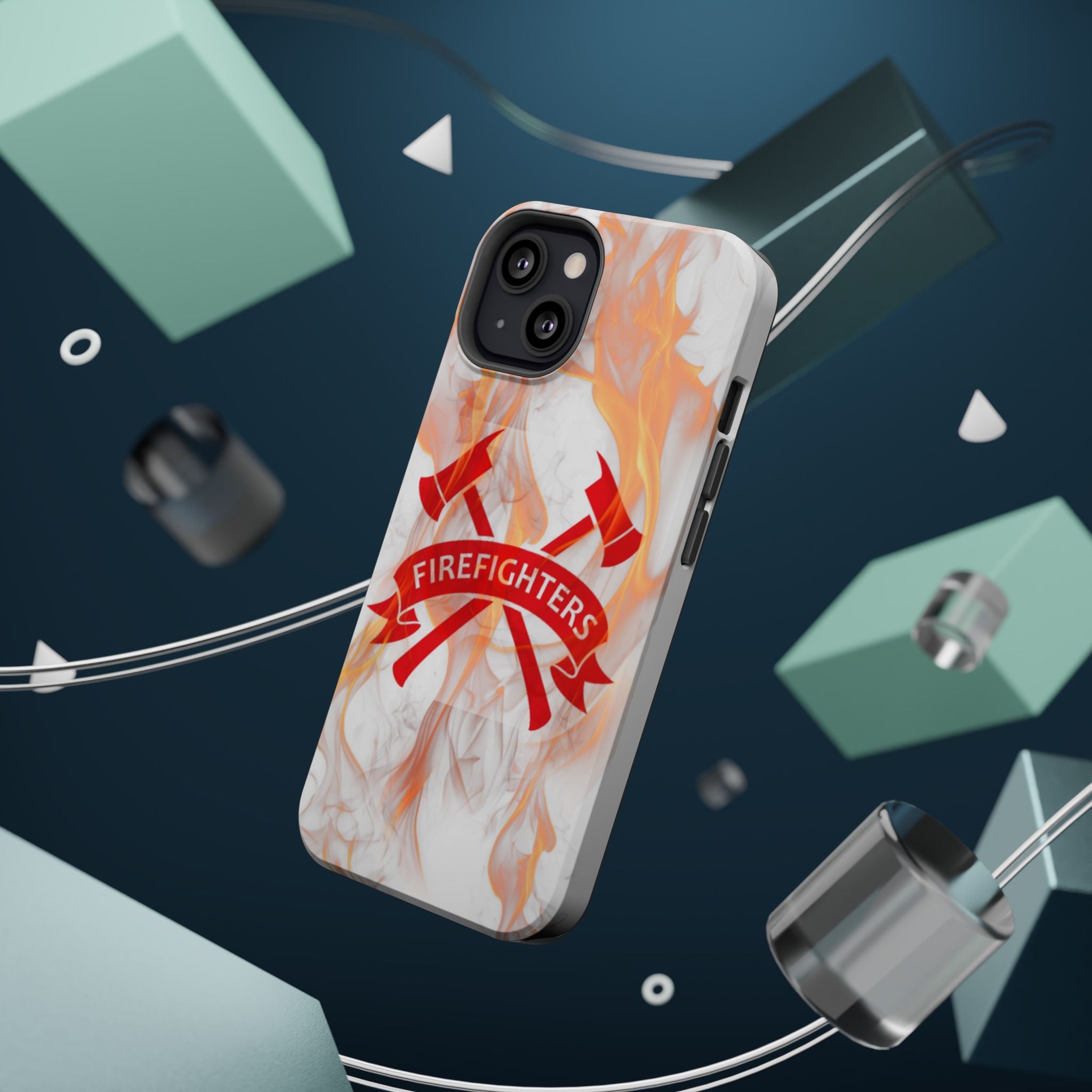 Firefighters Magnetic Impact-Resistant Phone Case — Flame Design with Maltese Cross