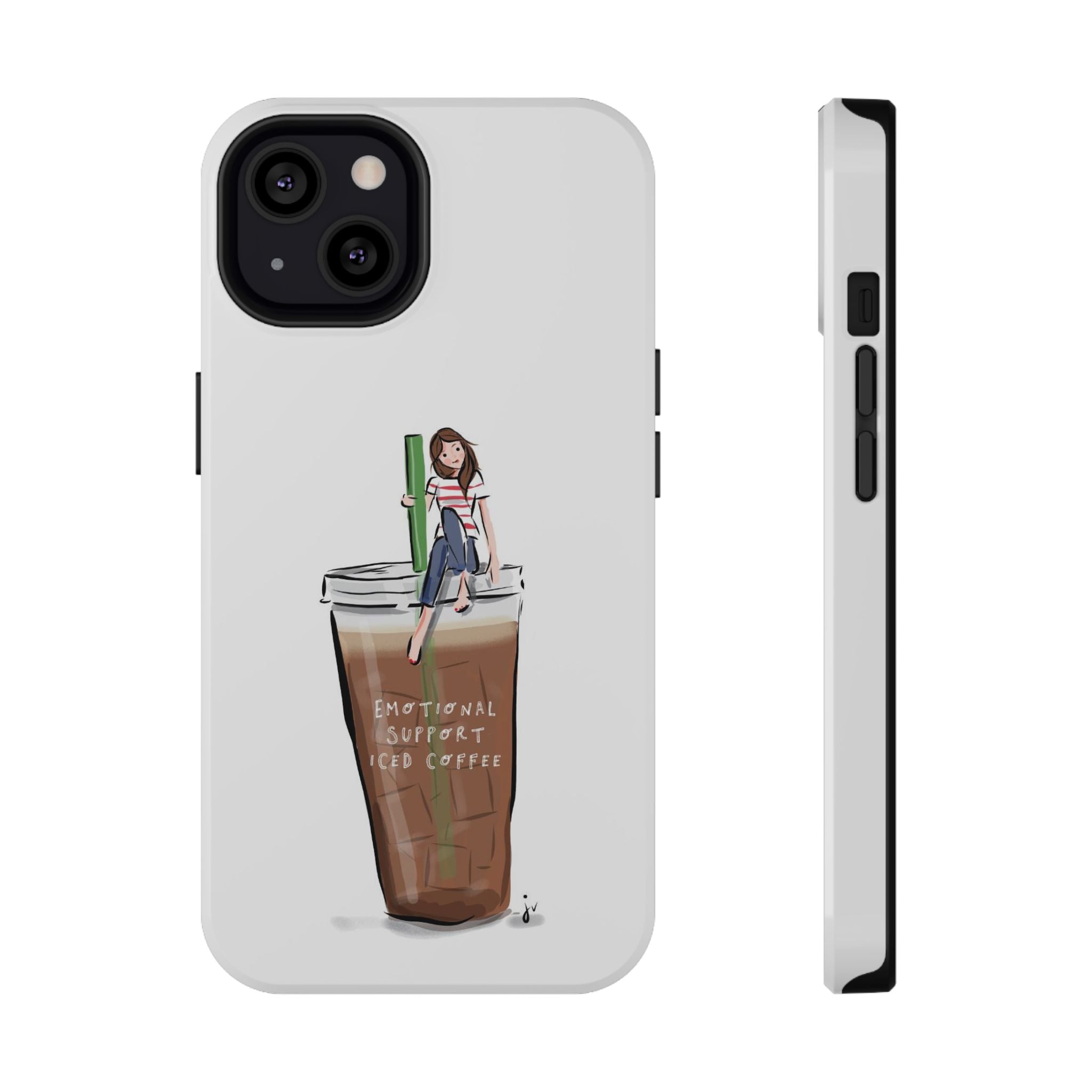Iced Coffee & Me Phone Case — Cute Illustration 'Emotional Support Iced Coffee' Impact-Resistant Case