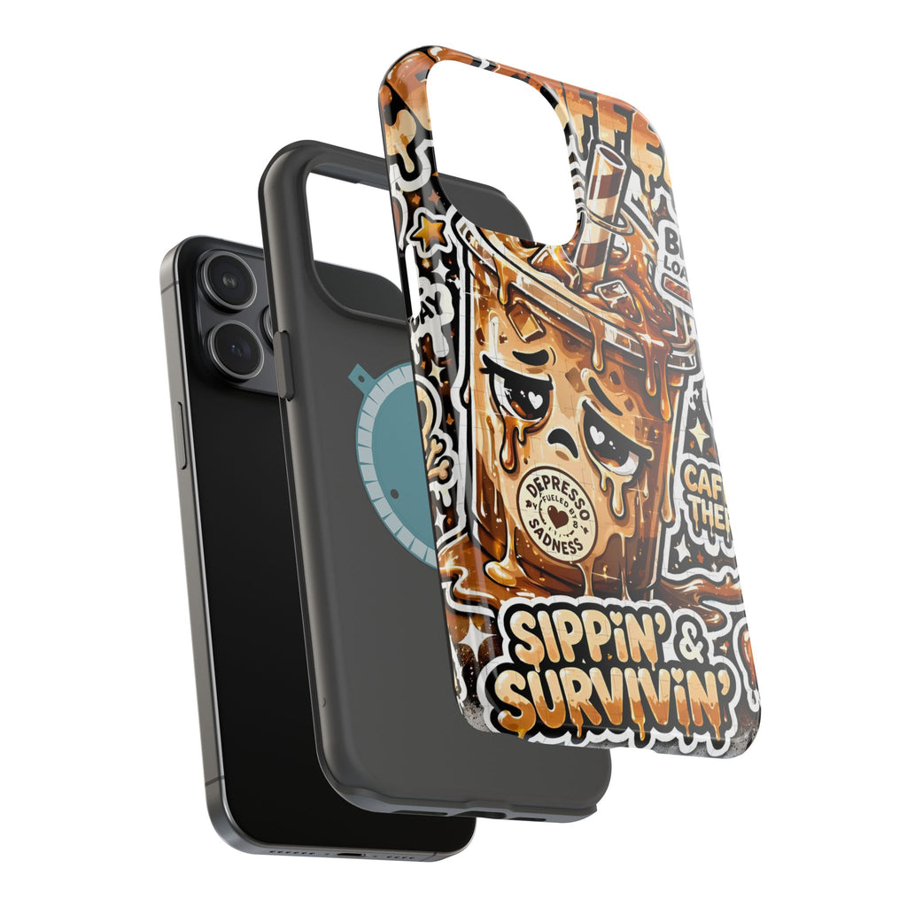 Iced Coffee Phone Case — “Sippin' & Survivin'” Magnetic Impact-Resistant Case