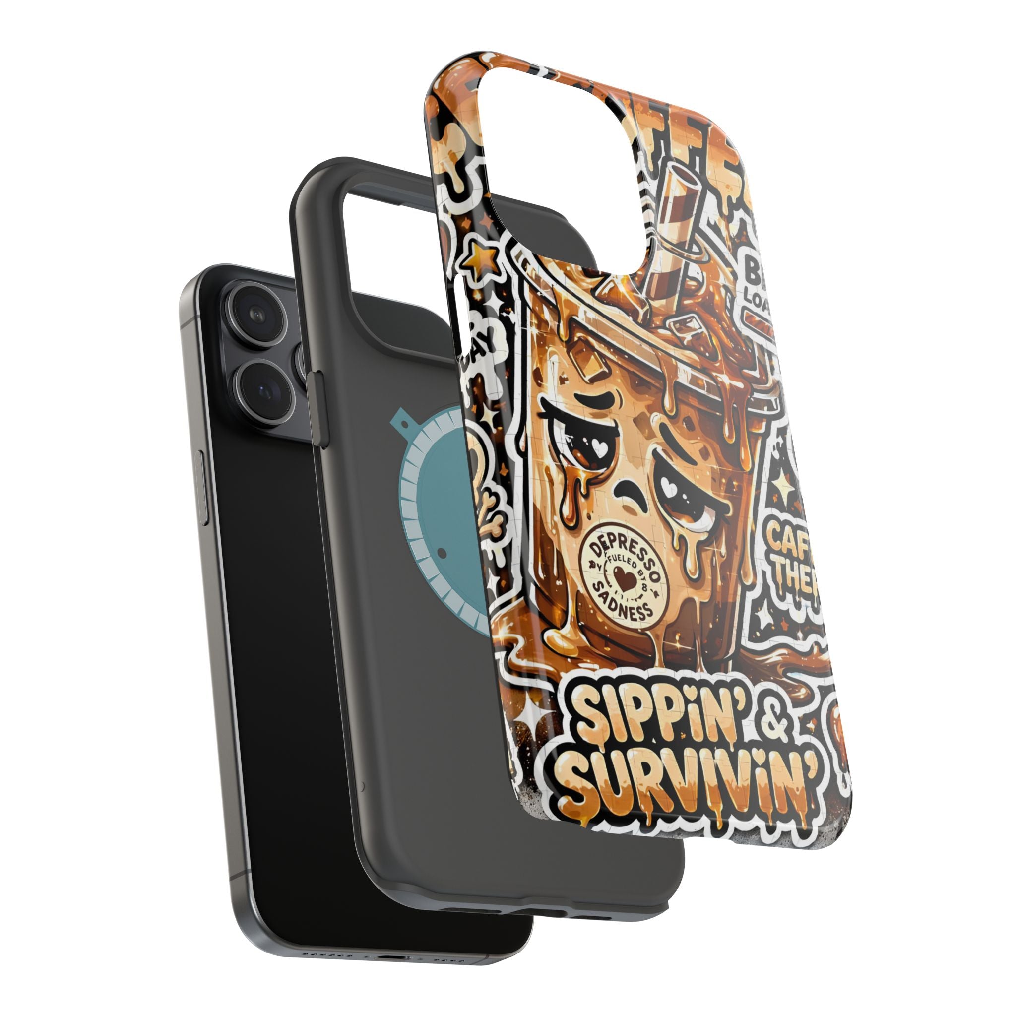Iced Coffee Phone Case — “Sippin' & Survivin'” Magnetic Impact-Resistant Case