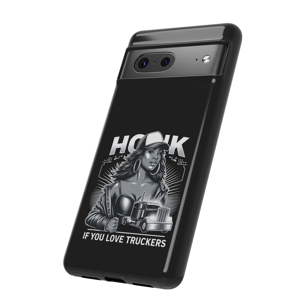Phone Case — 'Honk' Trucker Girl Retro Semi Truck Protective Case