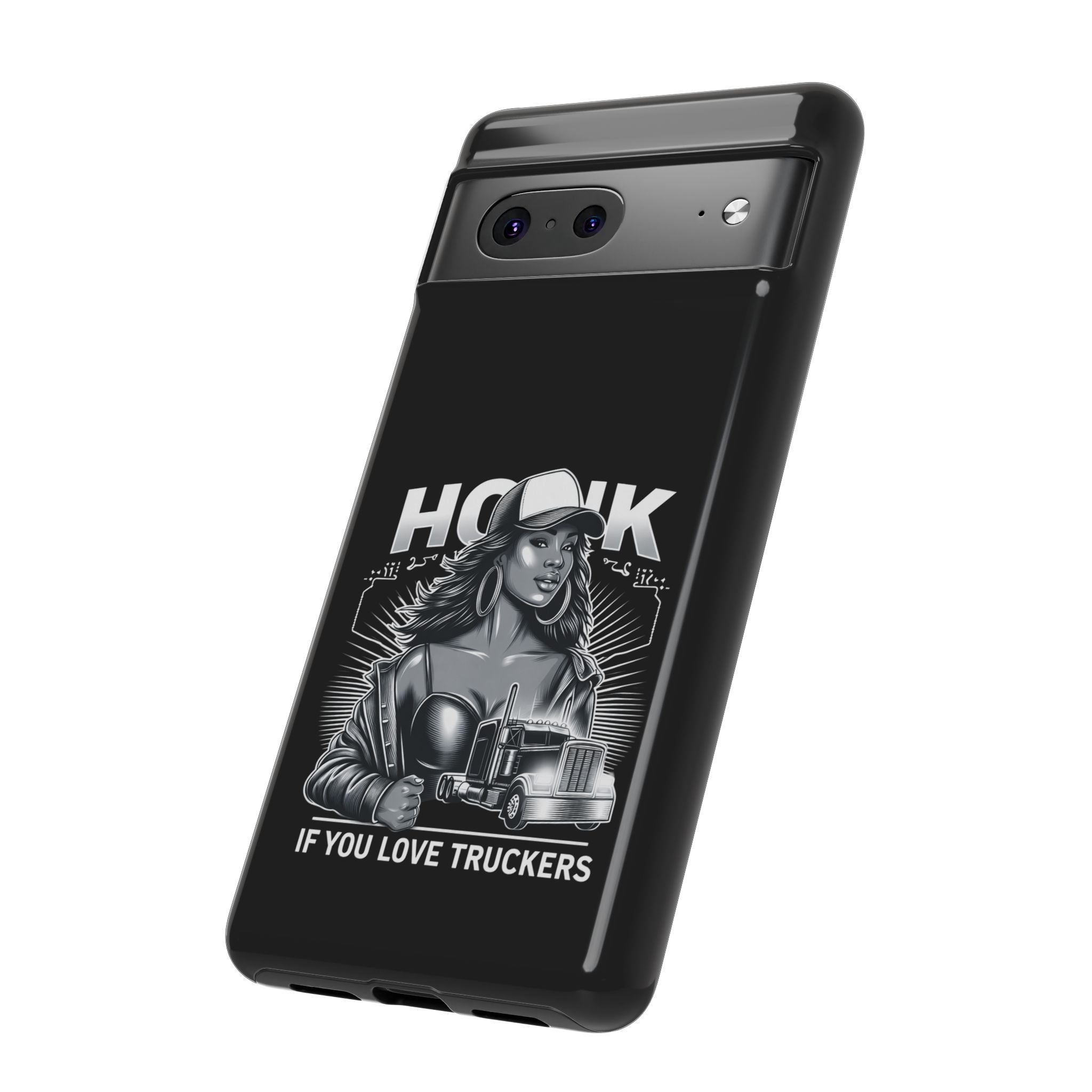 Phone Case — 'Honk' Trucker Girl Retro Semi Truck Protective Case