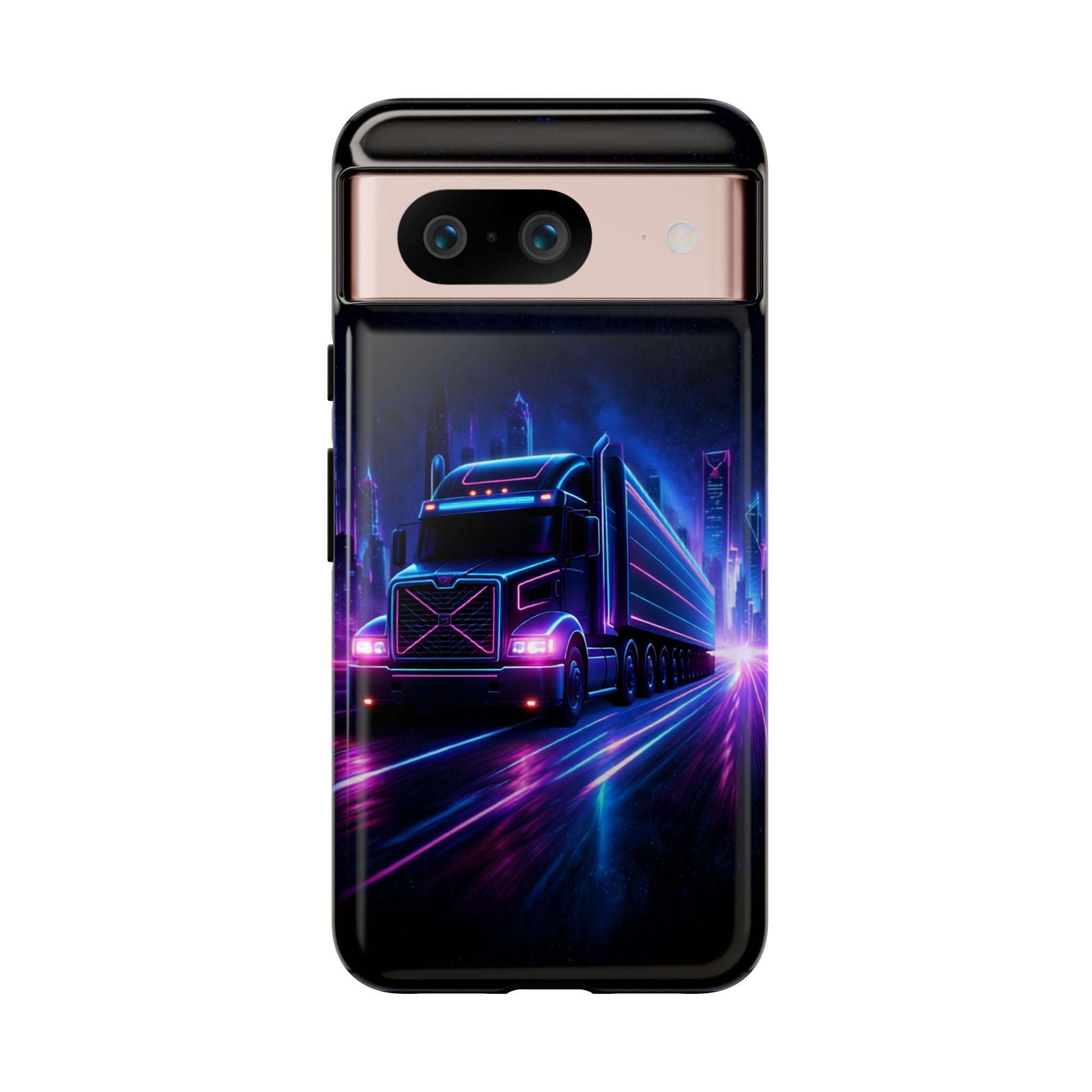 Neon Retro Rig Phone Case — Trucker Semi Truck Nightscape Protective Case