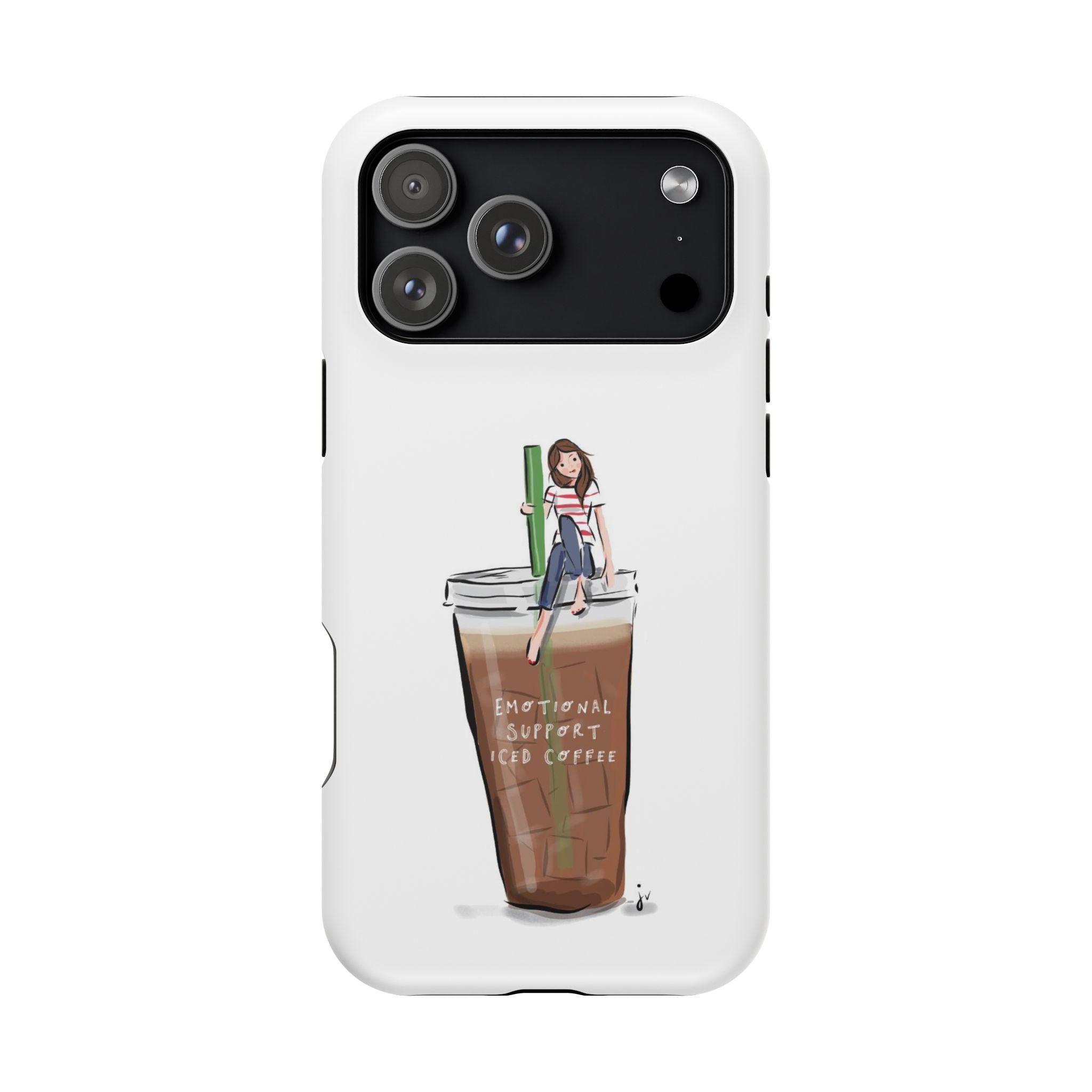 Iced Coffee & Me Phone Case — Cute Illustration 'Emotional Support Iced Coffee' Impact-Resistant Case