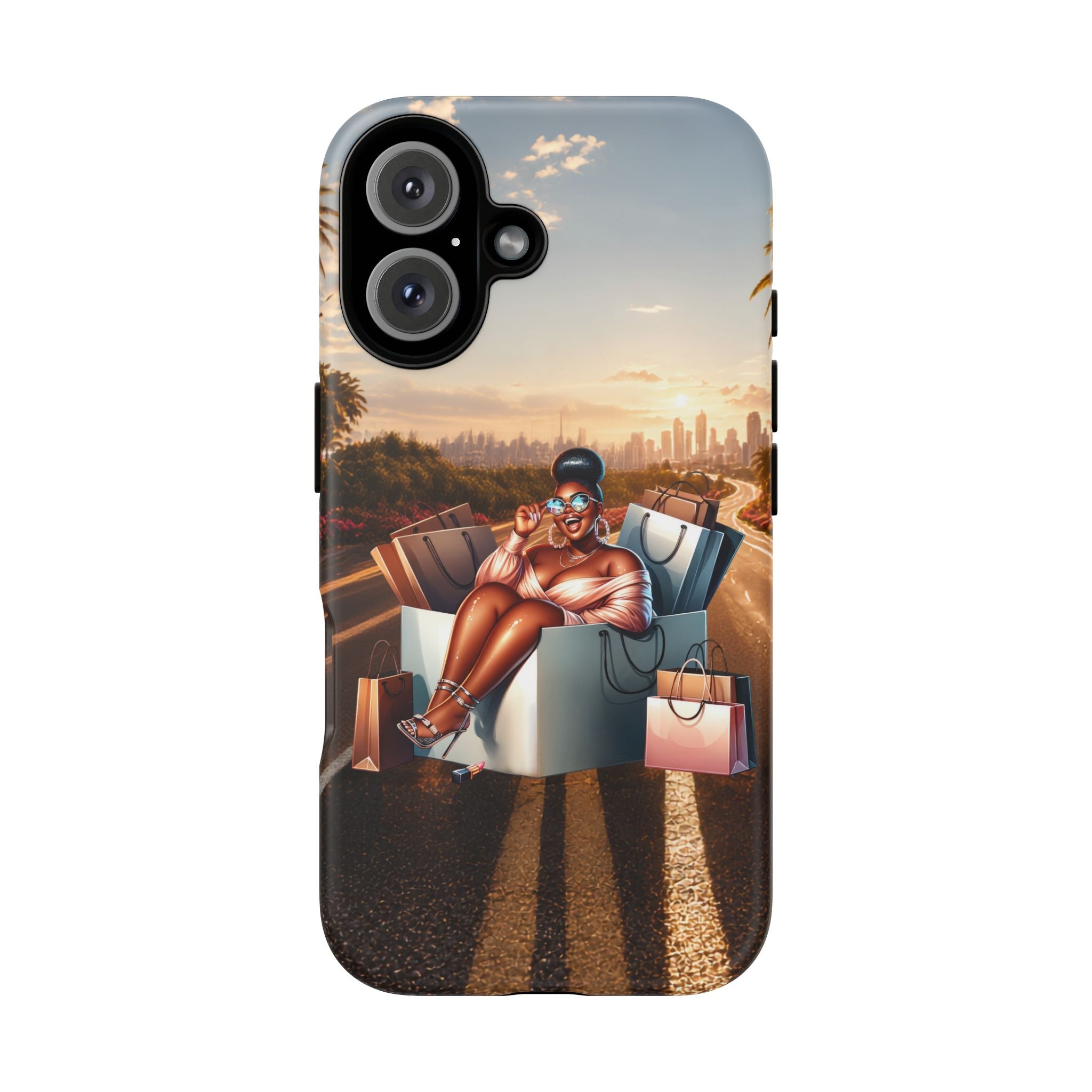 Phone Case — Chic Shopper Illustration on Cloud Background