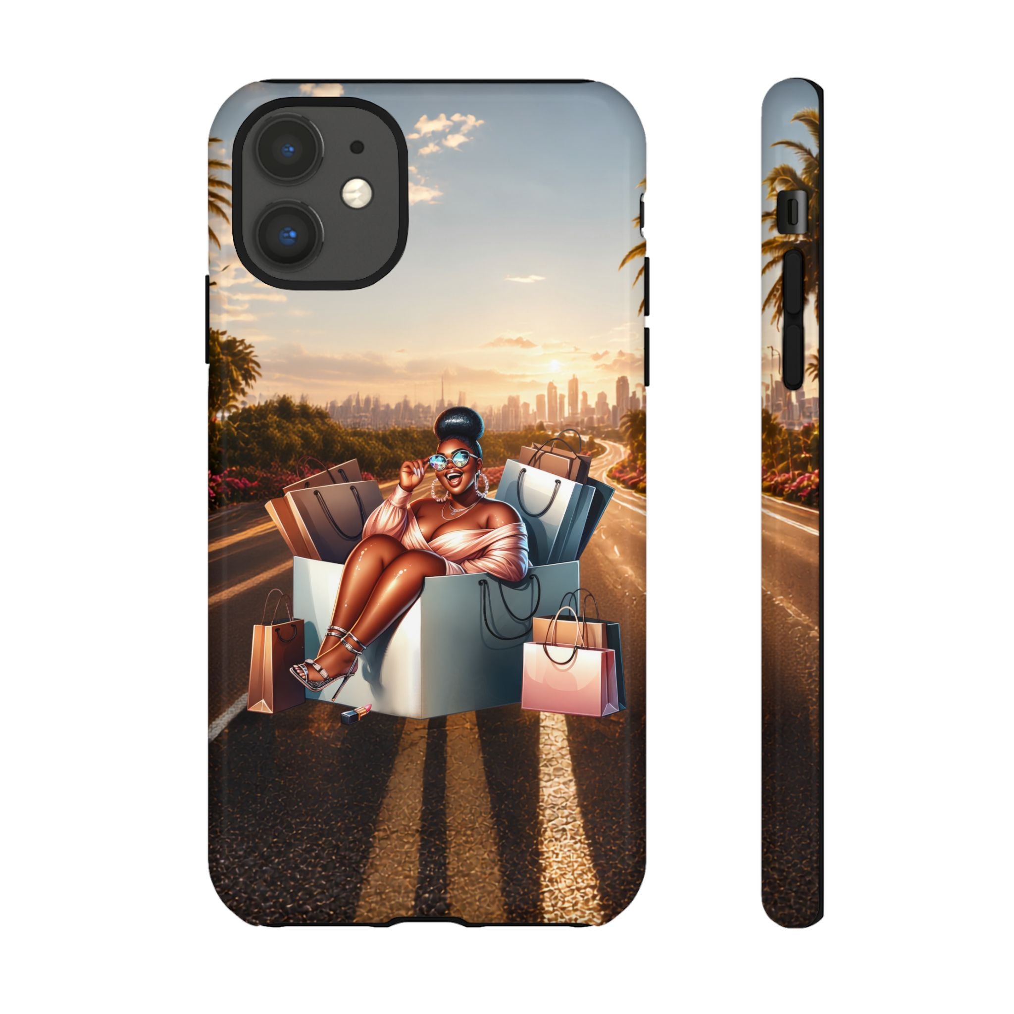 Phone Case — Chic Shopper Illustration on Cloud Background