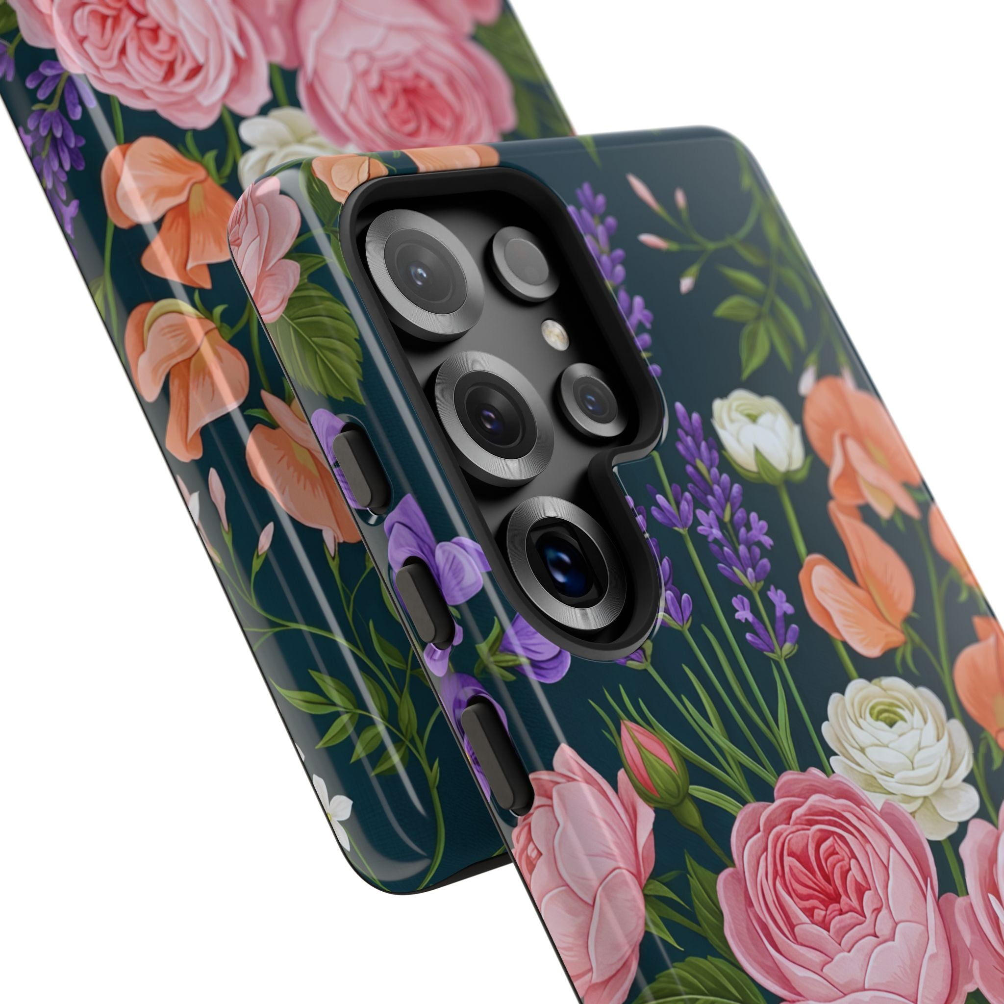 Floral Bouquet Phone Case — Vintage Roses & Lavender Protective Cover