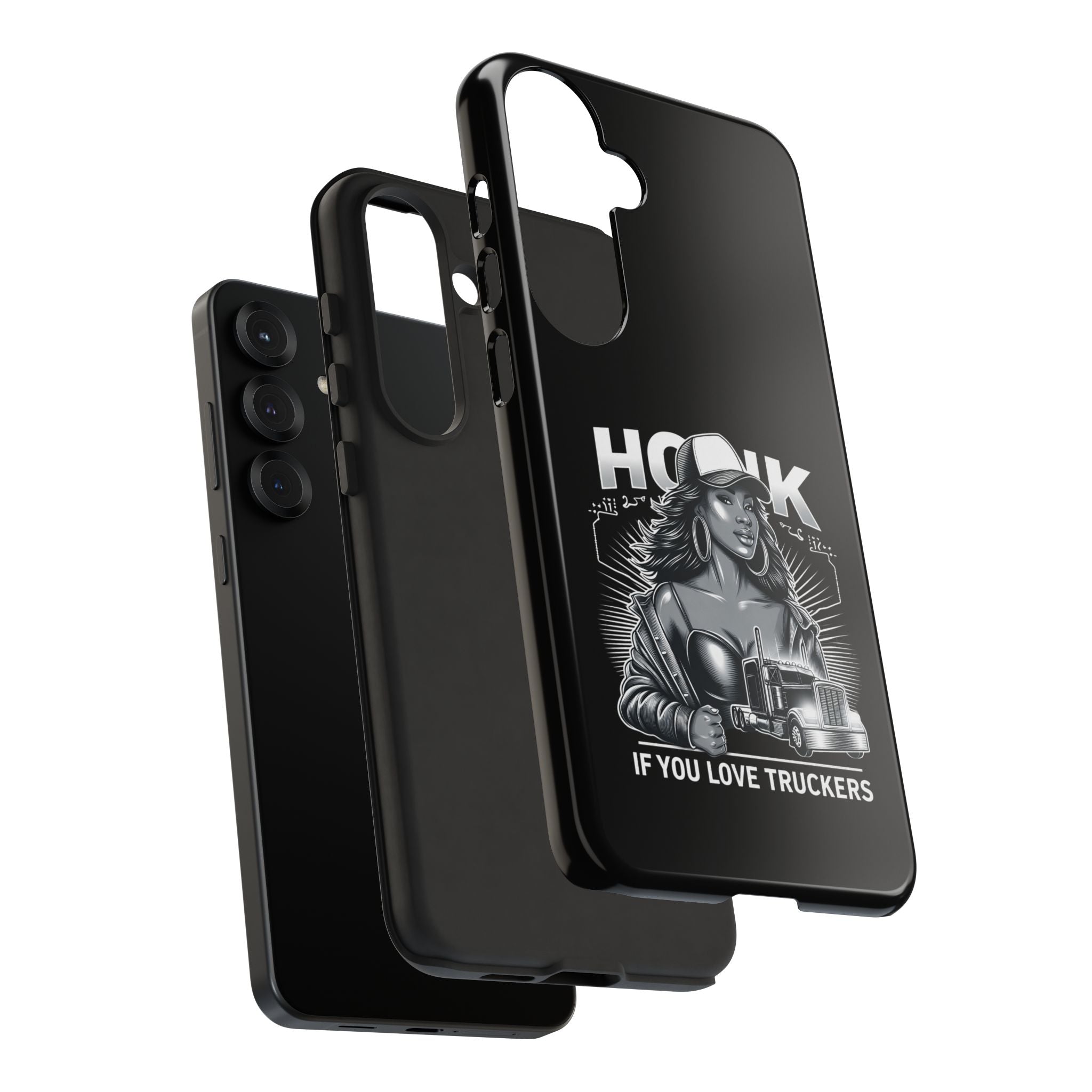 Phone Case — 'Honk' Trucker Girl Retro Semi Truck Protective Case