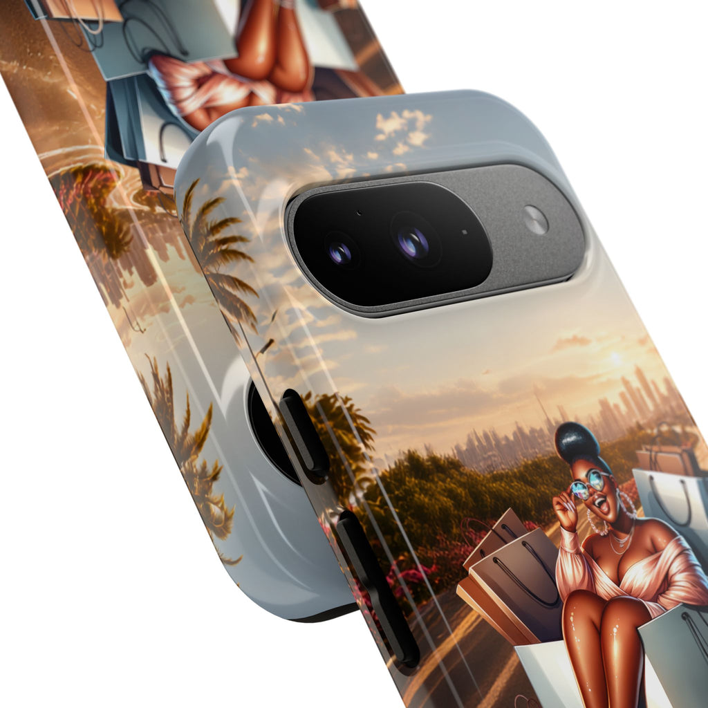 Phone Case — Chic Shopper Illustration on Cloud Background