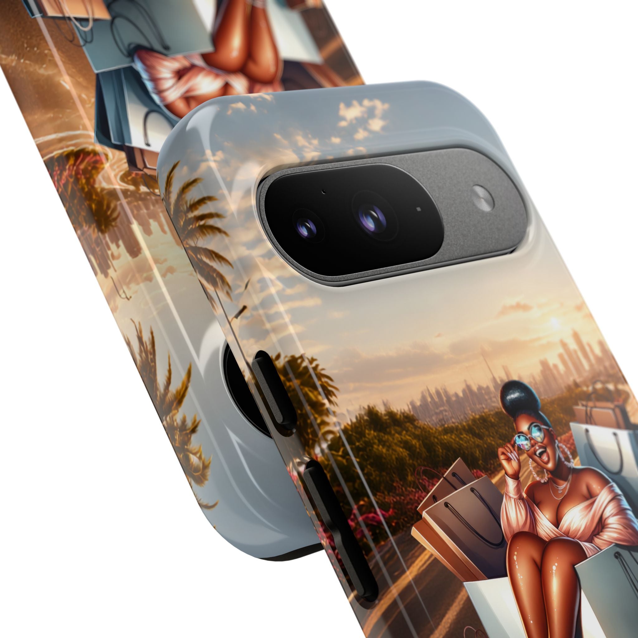 Phone Case — Chic Shopper Illustration on Cloud Background