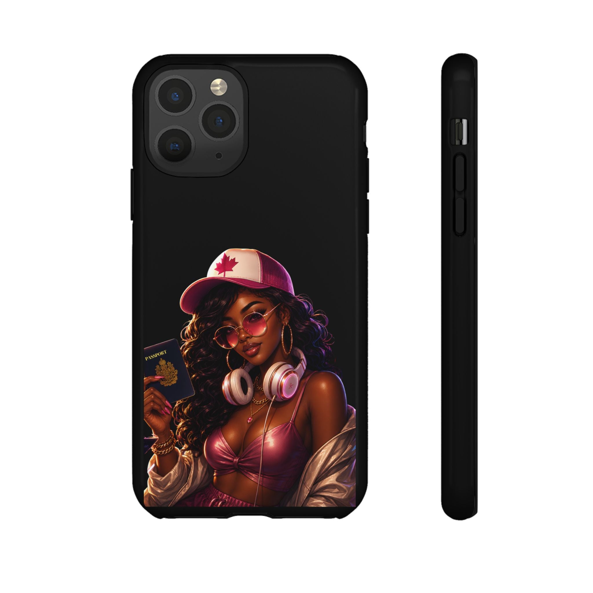 Phone Case — Stylish Urban Woman Design with Maple Cap