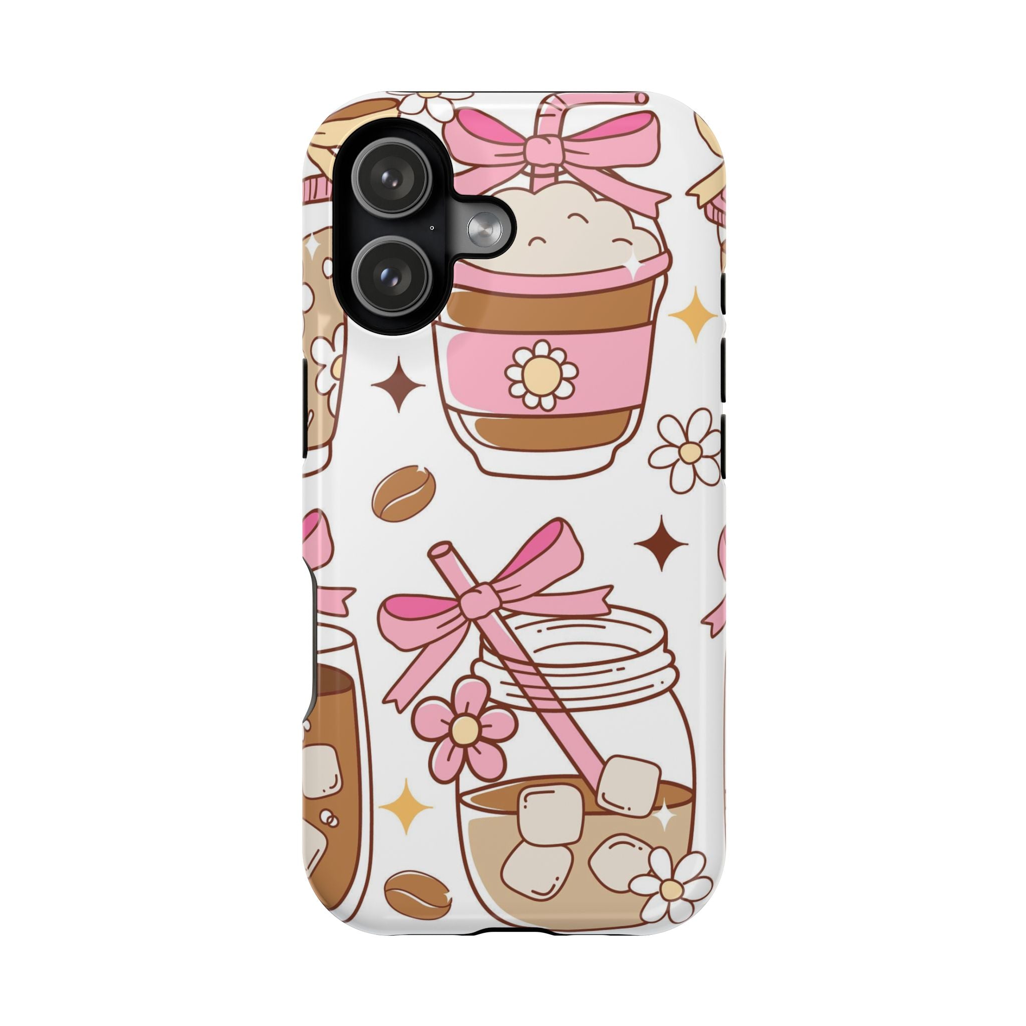 Cute Pink Coffee & Latte Pattern Impact Phone Case