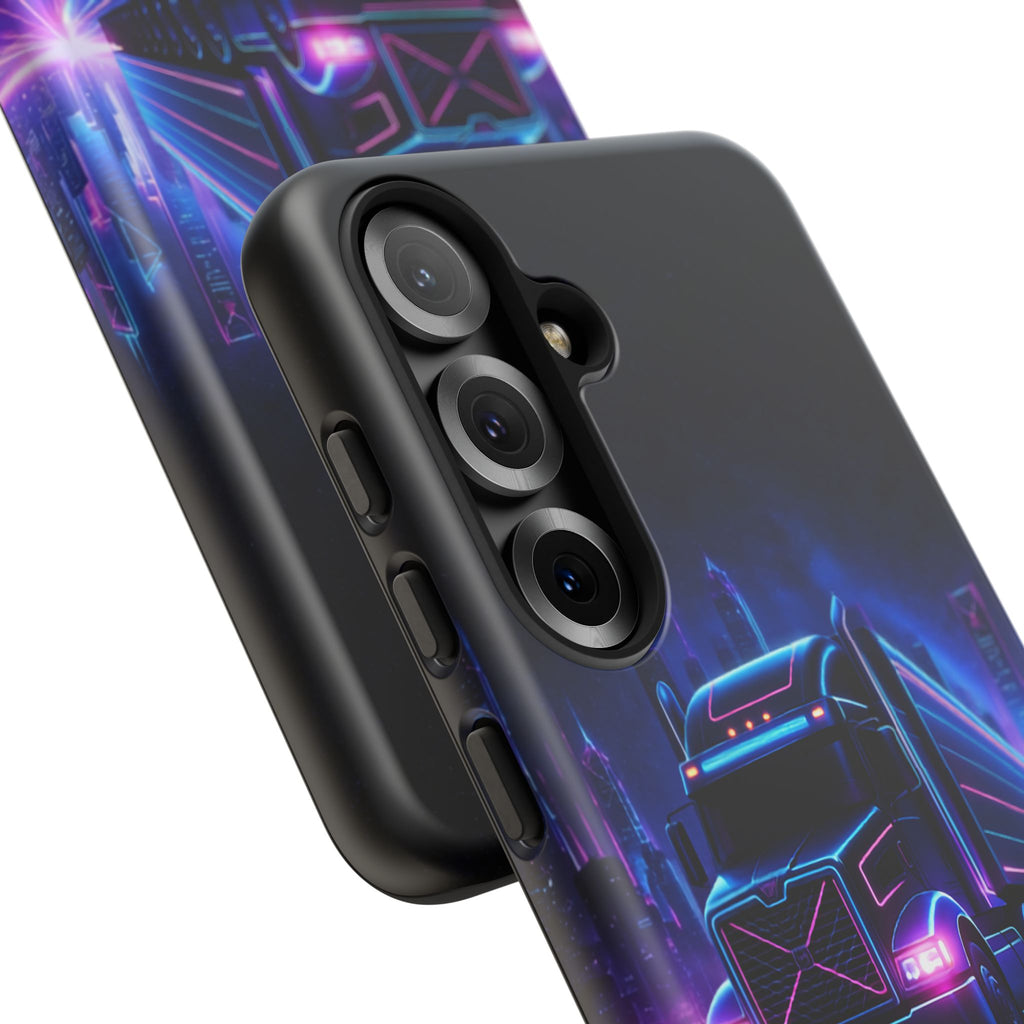 Neon Retro Rig Phone Case — Trucker Semi Truck Nightscape Protective Case