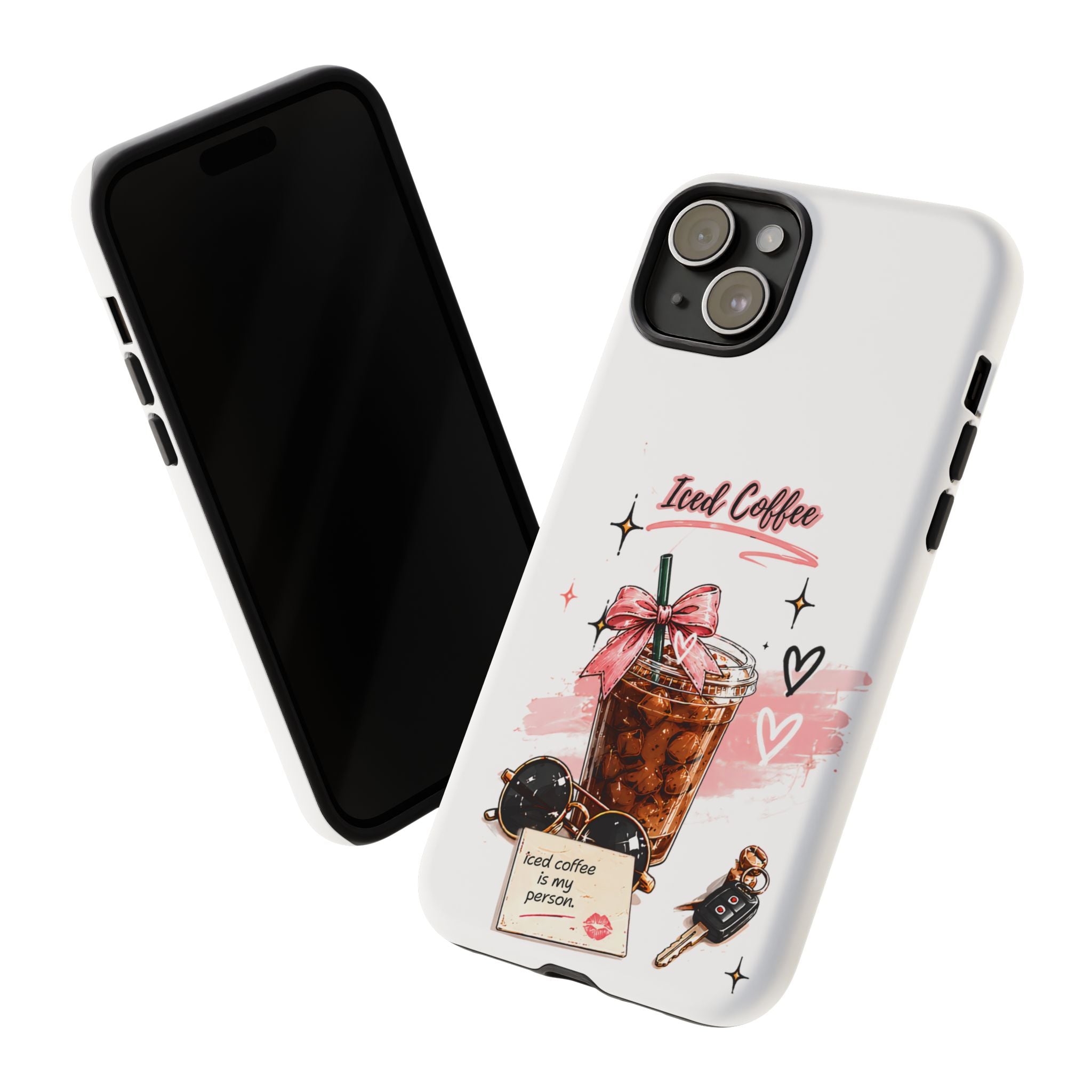 Iced Coffee Phone Case – Cute Pink Boba Design ("Iced coffee is my person")