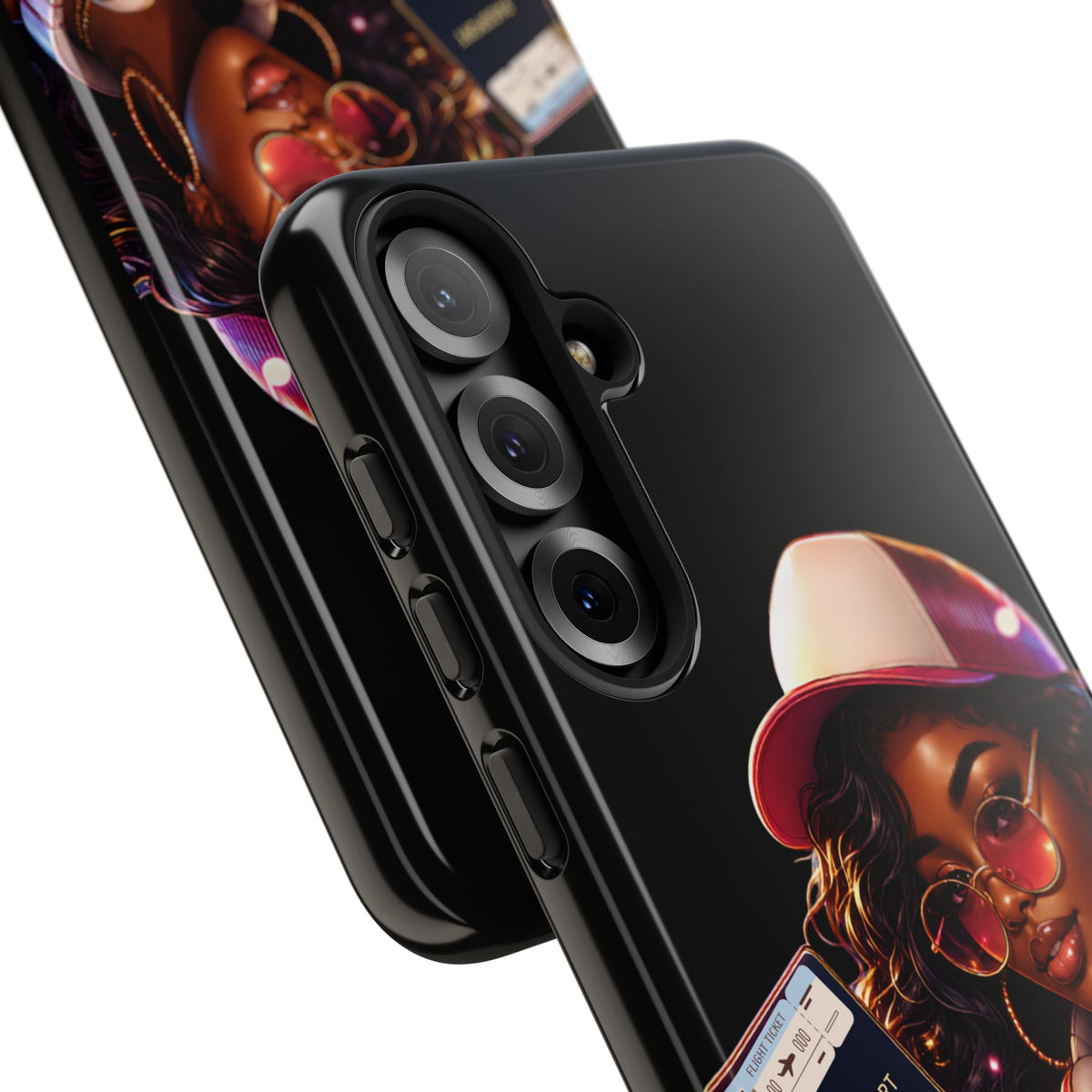 Tough Case – Stylized Urban Girl Phone Case with Headphones & Passport