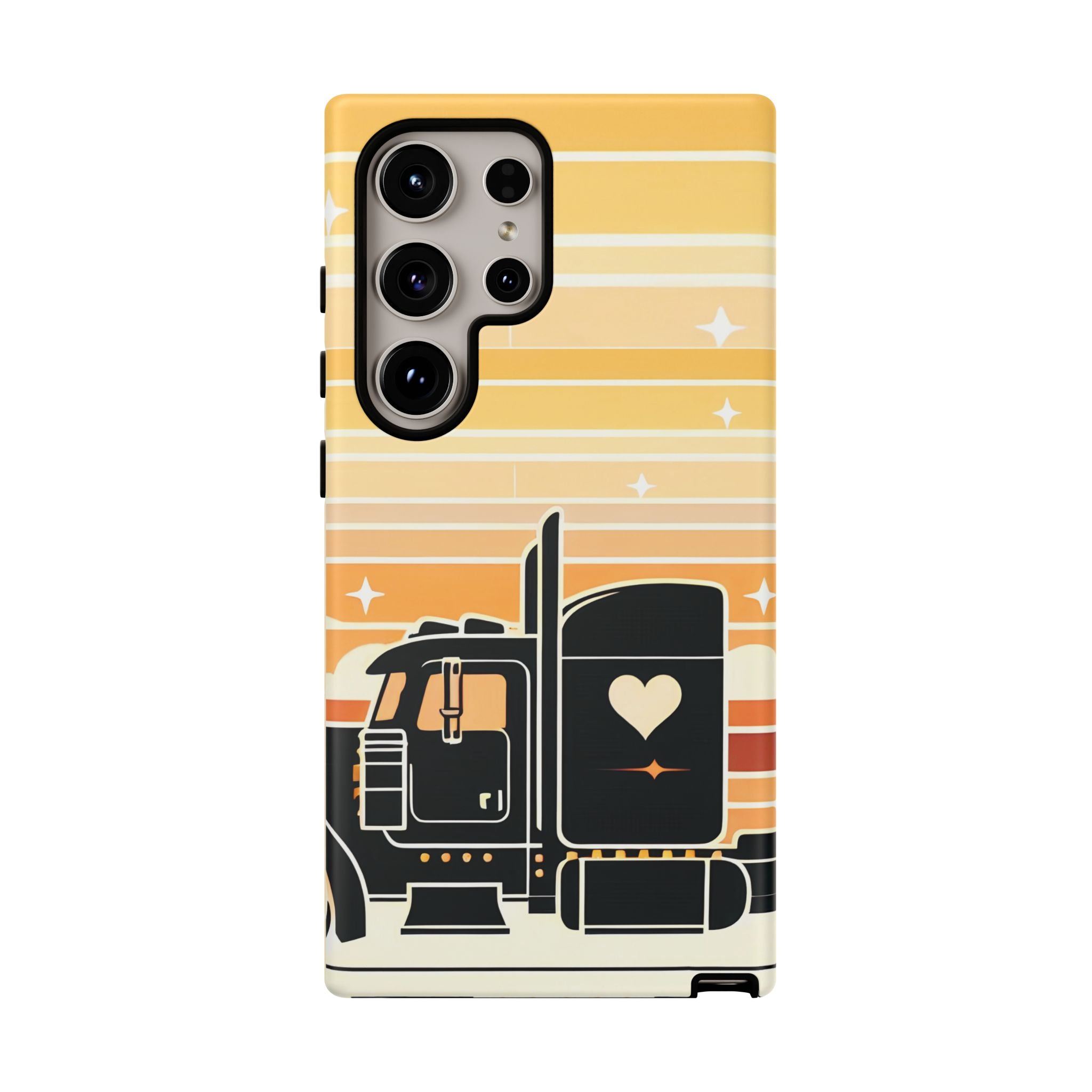 Trucker Heart Phone Case — Retro Semi Truck Protective Phone Cover