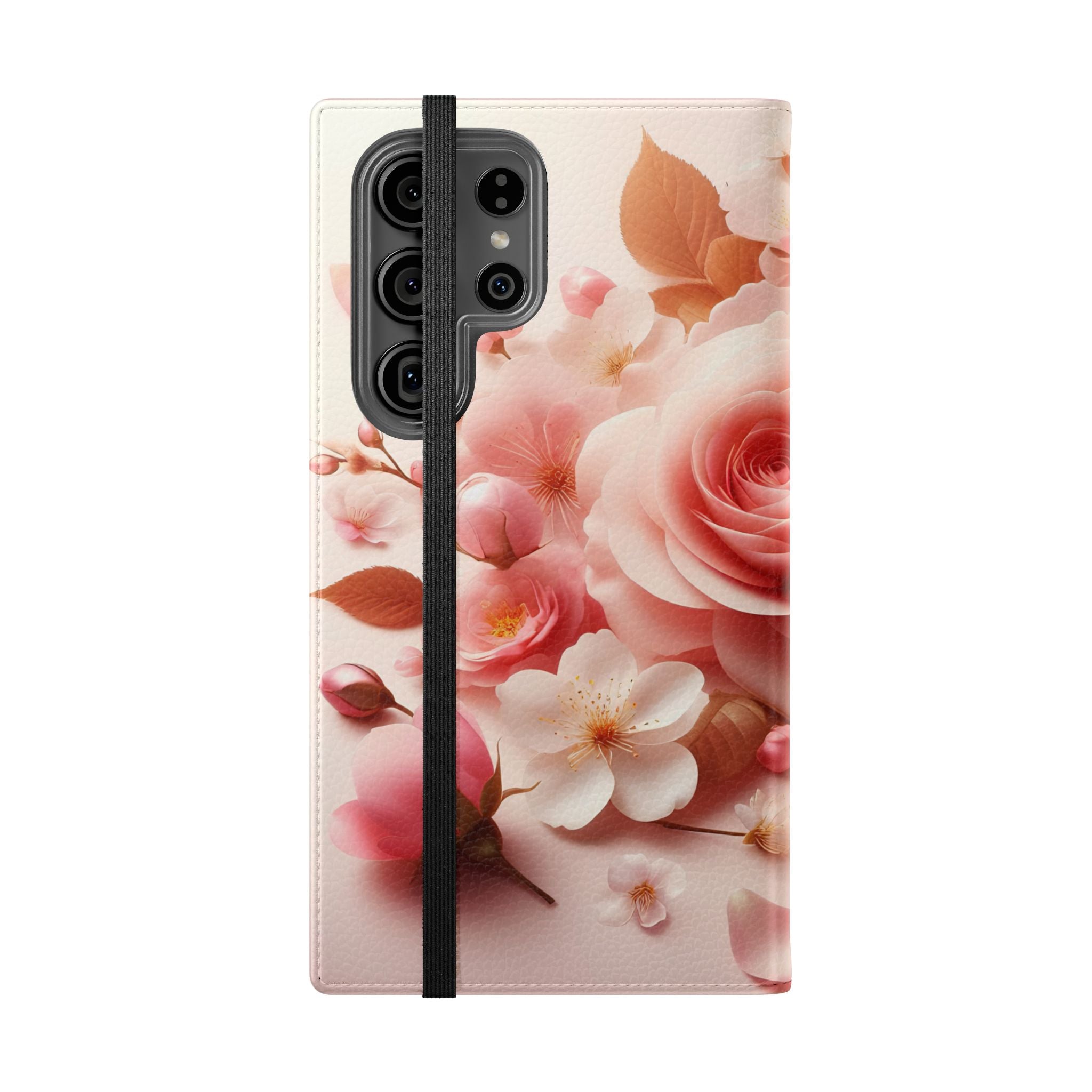 Floral Rose Flip Case — Pink Blossom Wallet Phone Cover