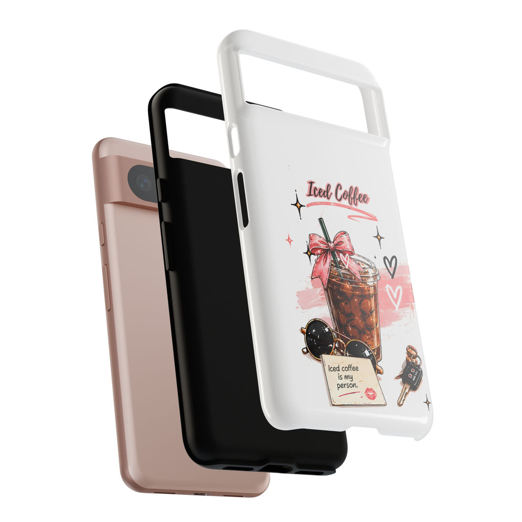 Iced Coffee Phone Case – Cute Pink Boba Design ("Iced coffee is my person")