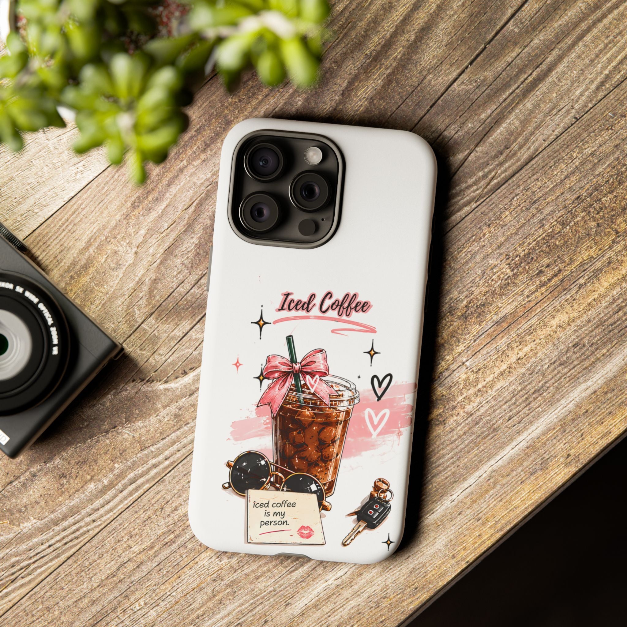 Iced Coffee Phone Case – Cute Pink Boba Design ("Iced coffee is my person")