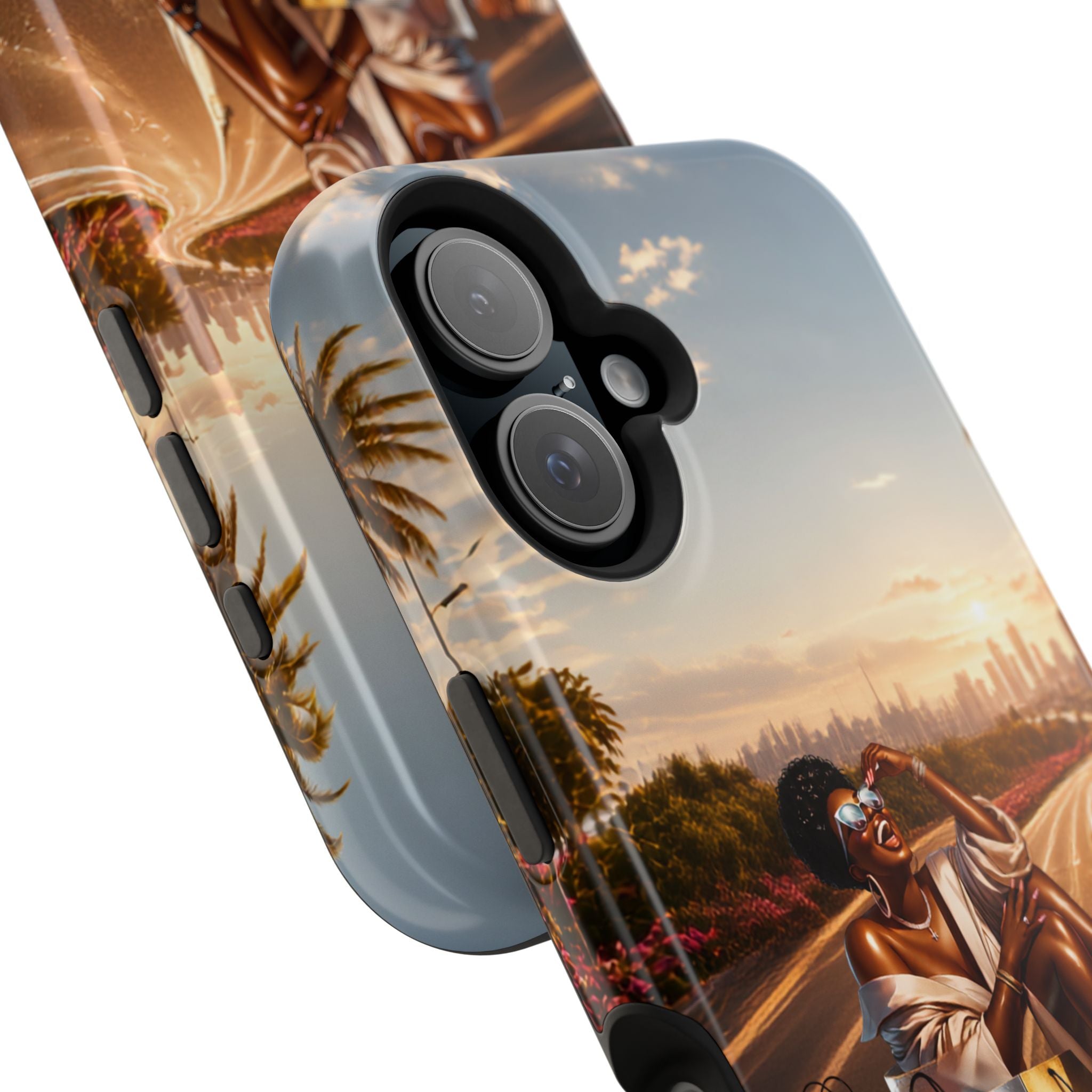 Phone Case - 'Retail Therapy' Magnetic Impact-Resistant Case, Sunset Shopping Design