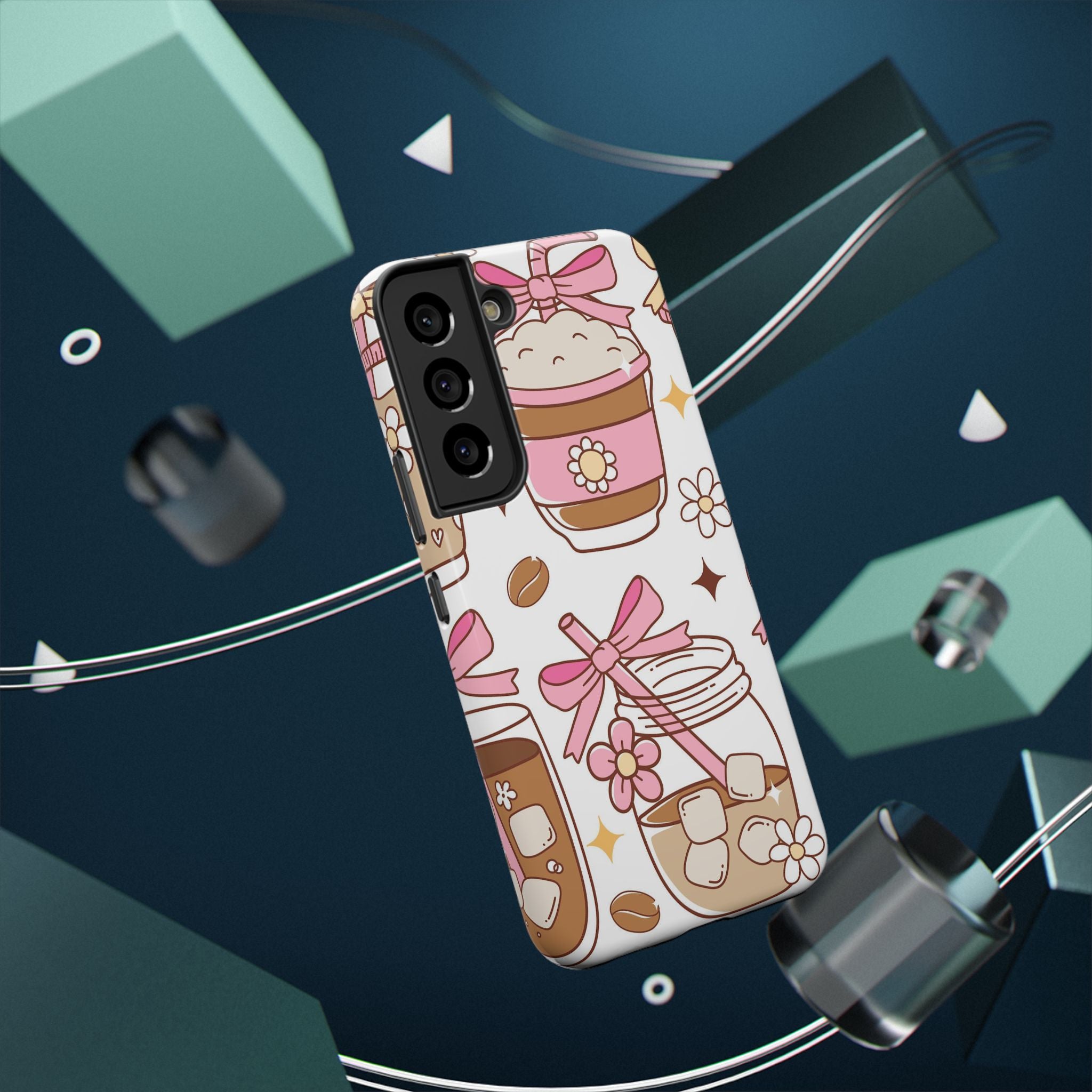 Cute Pink Coffee & Latte Pattern Impact Phone Case